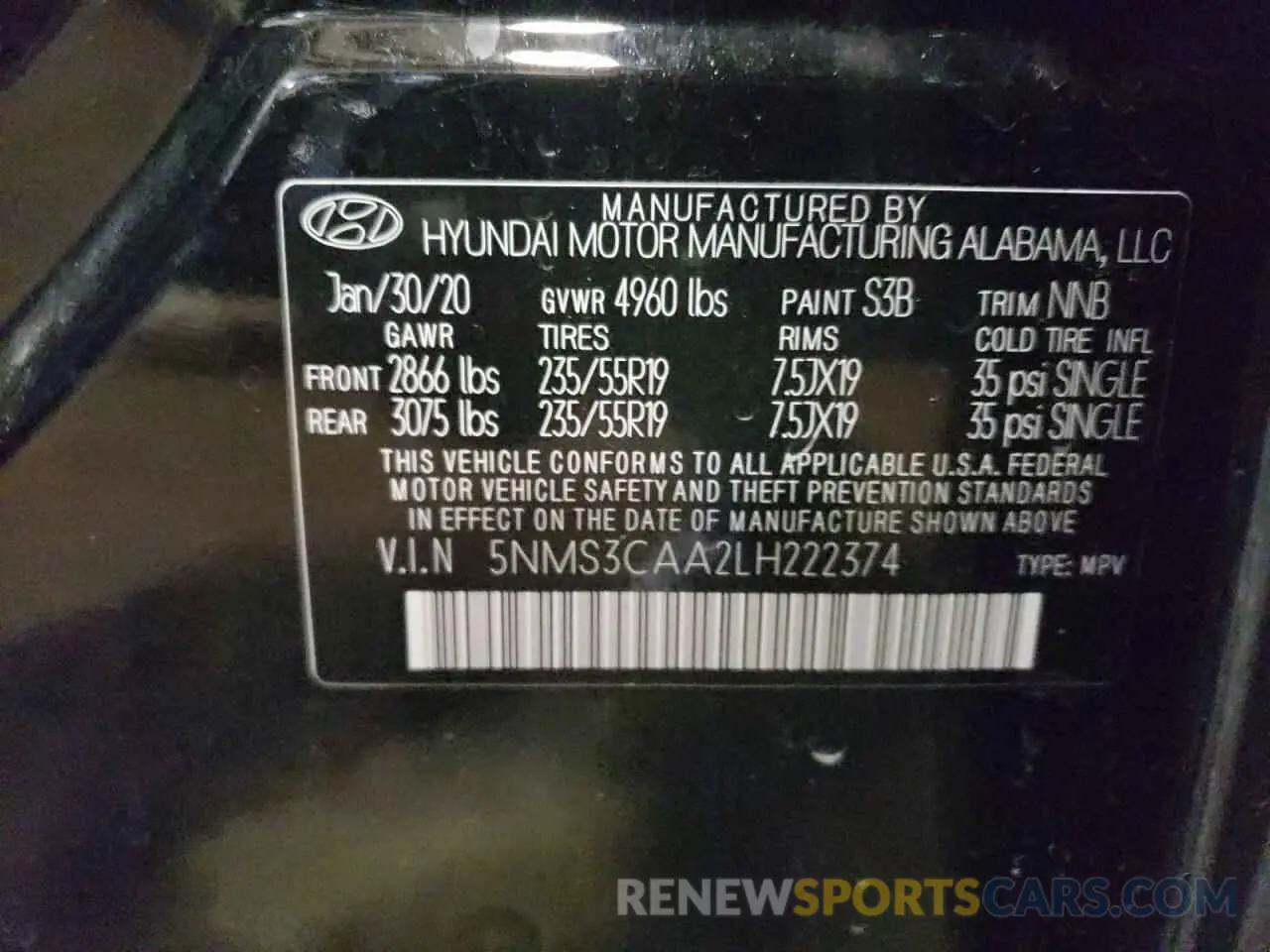 13 fotografías del automóvil dañado 5NMS3CAA2LH222374 HYUNDAI SANTA FE 2020