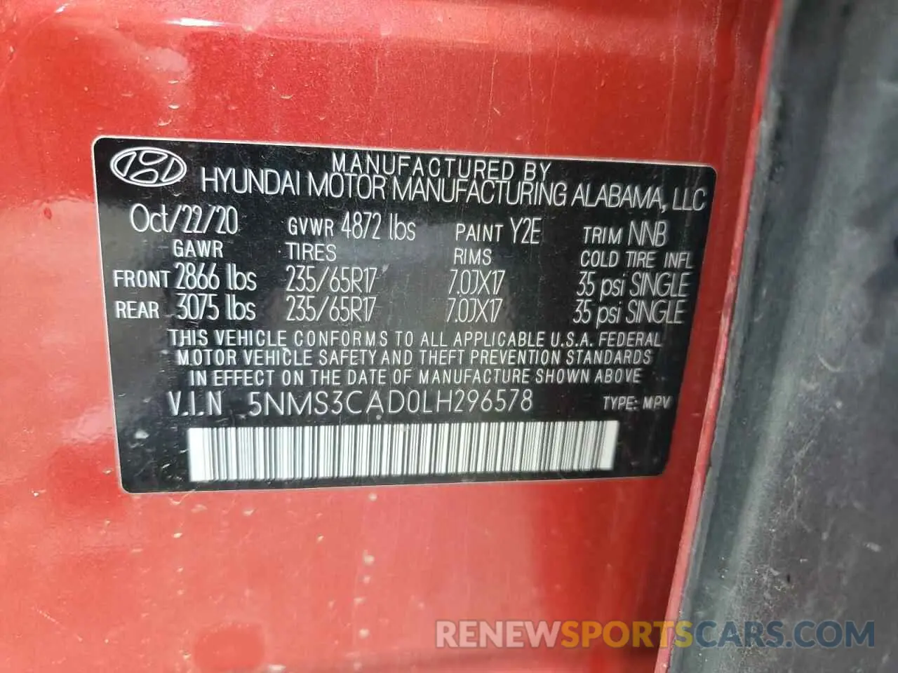 13 fotografías del automóvil dañado 5NMS3CAD0LH296578 HYUNDAI SANTA FE 2020