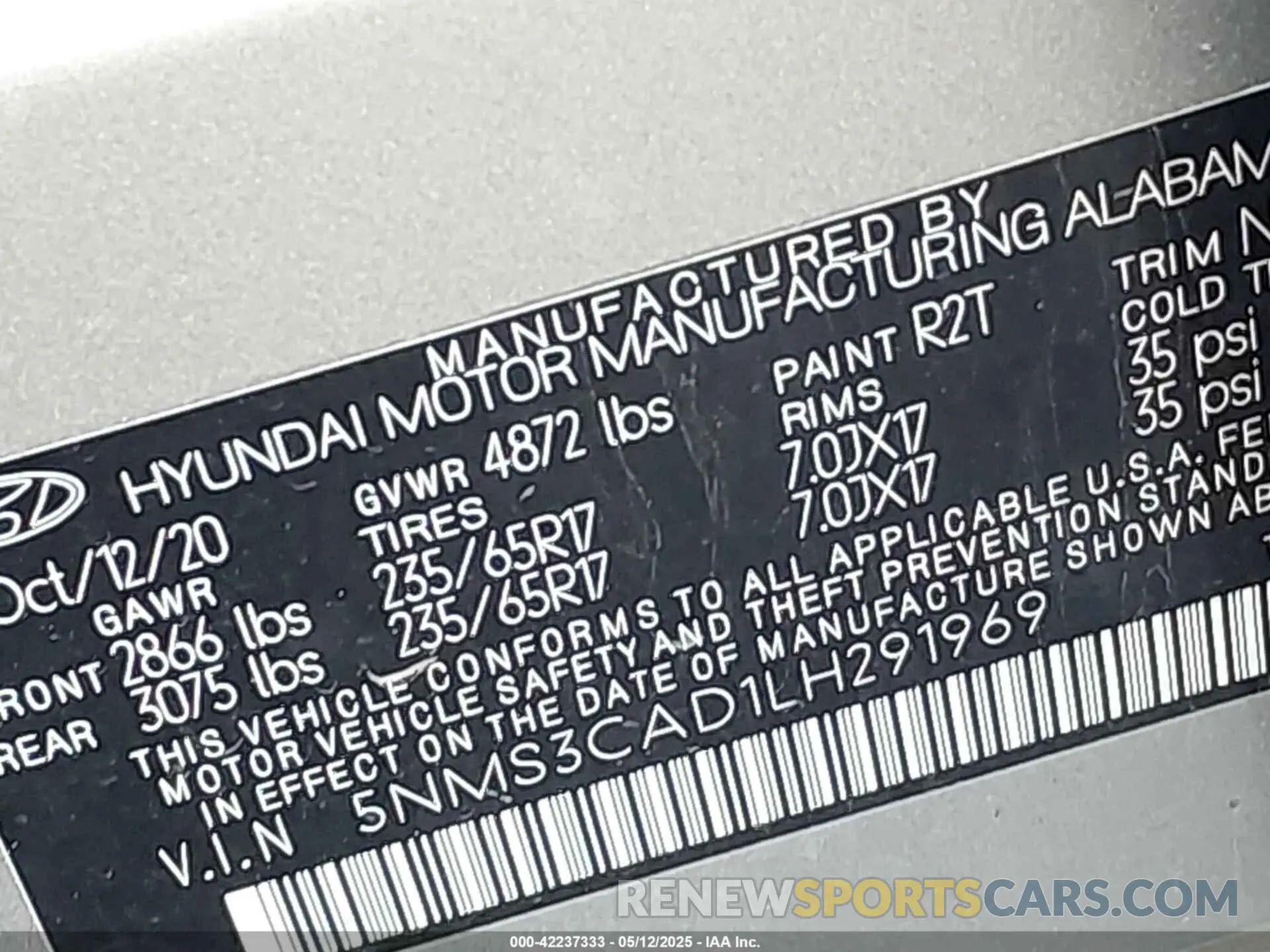 9 fotografías del automóvil dañado 5NMS3CAD1LH291969 HYUNDAI SANTA FE 2020