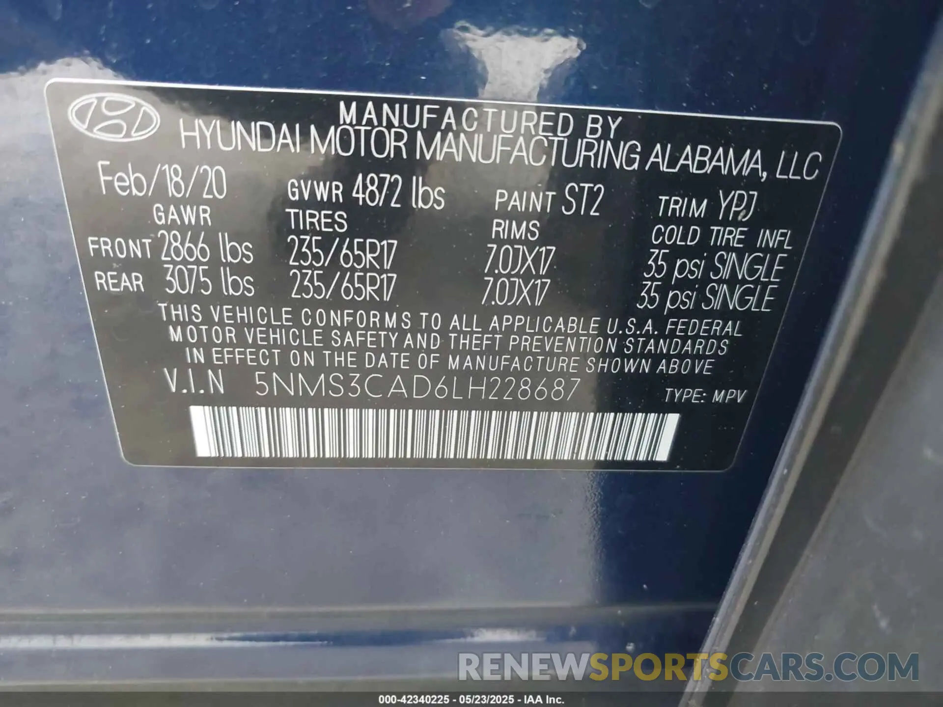 9 fotografías del automóvil dañado 5NMS3CAD6LH228687 HYUNDAI SANTA FE 2020