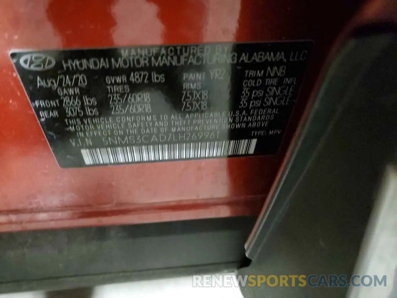 13 fotografías del automóvil dañado 5NMS3CAD7LH269961 HYUNDAI SANTA FE 2020