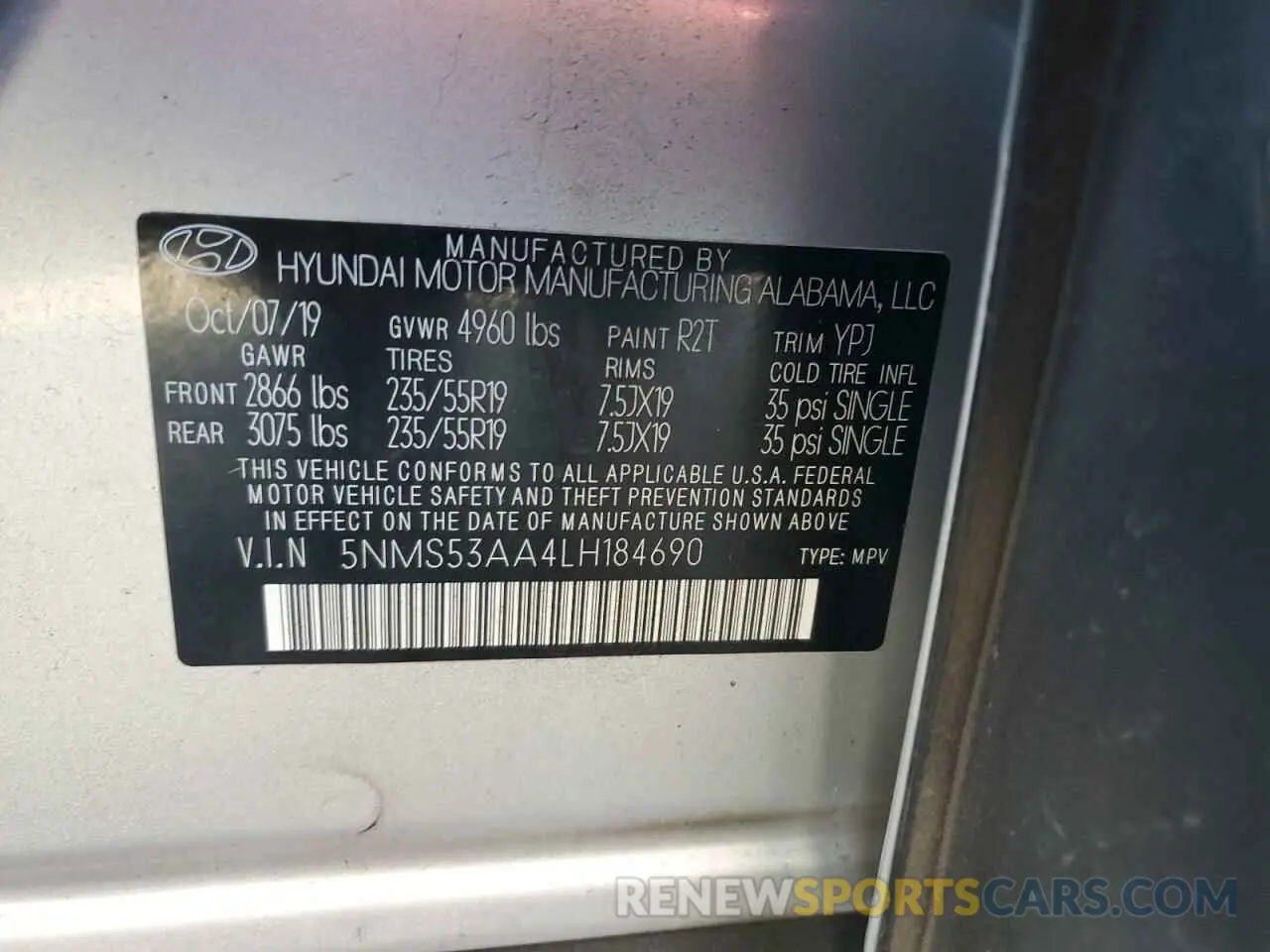 14 fotografías del automóvil dañado 5NMS53AA4LH184690 HYUNDAI SANTA FE 2020