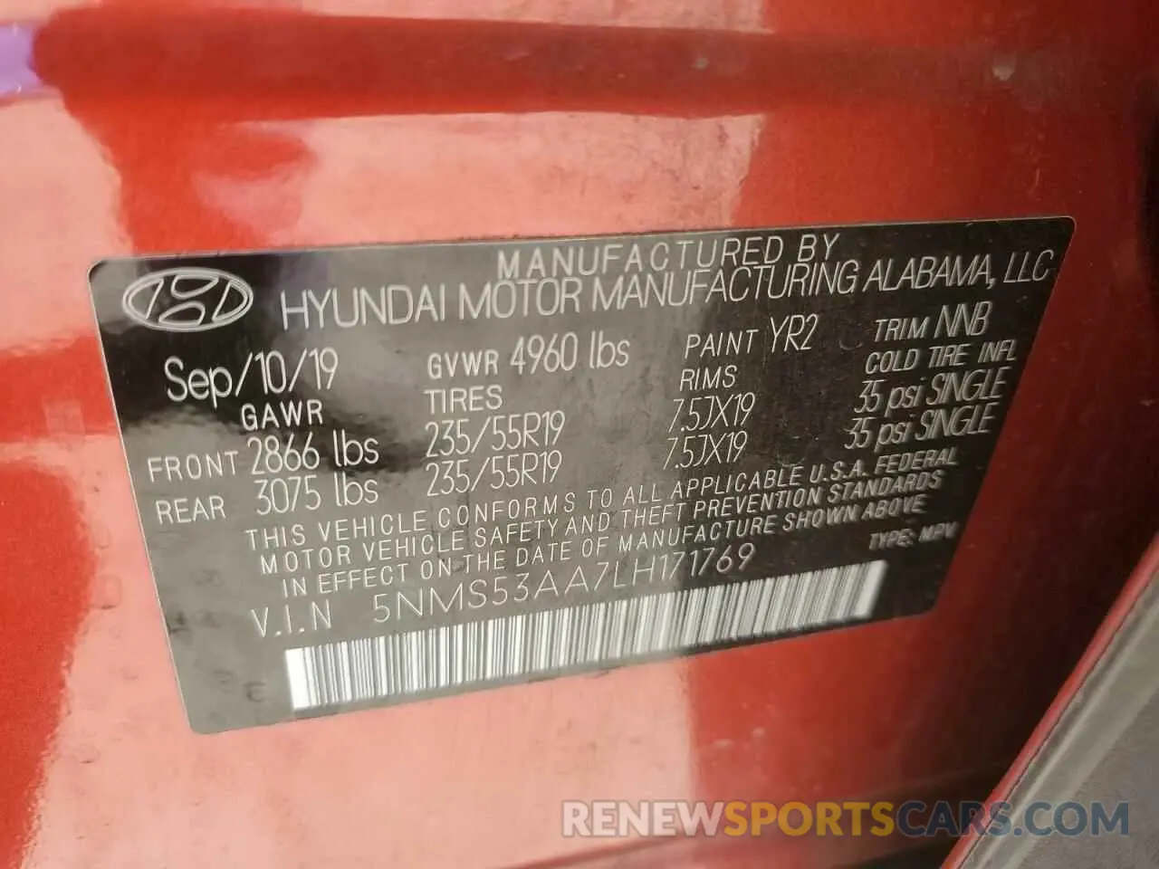 14 fotografías del automóvil dañado 5NMS53AA7LH171769 HYUNDAI SANTA FE 2020