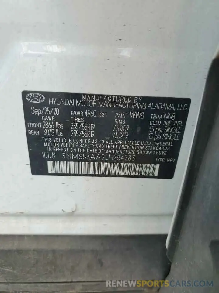 12 fotografías del automóvil dañado 5NMS53AA9LH284283 HYUNDAI SANTA FE 2020