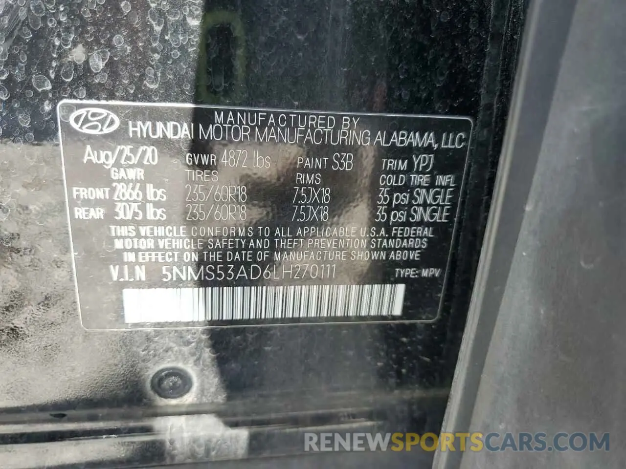 13 fotografías del automóvil dañado 5NMS53AD6LH270111 HYUNDAI SANTA FE 2020