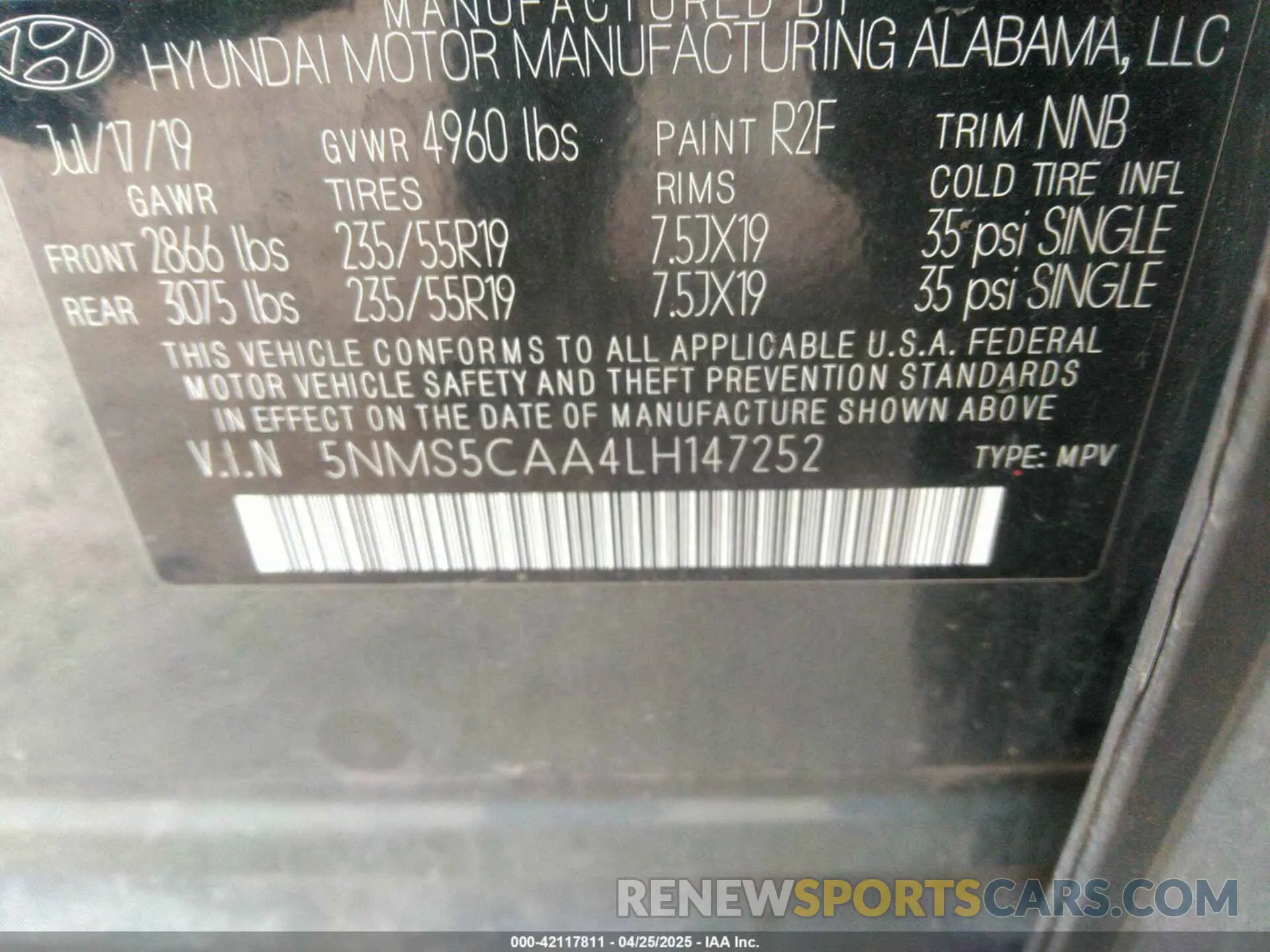 9 fotografías del automóvil dañado 5NMS5CAA4LH147252 HYUNDAI SANTA FE 2020