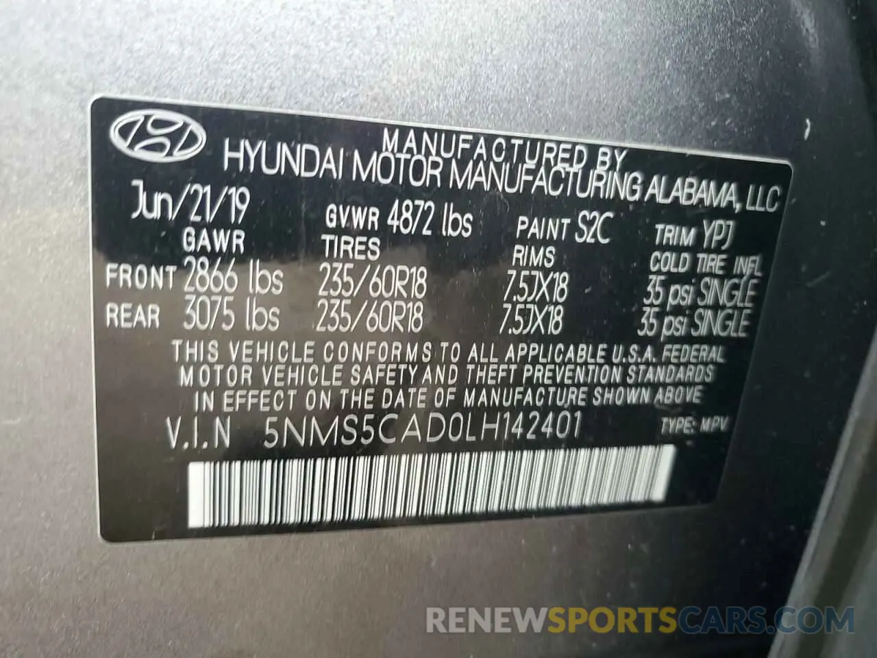 14 fotografías del automóvil dañado 5NMS5CAD0LH142401 HYUNDAI SANTA FE 2020