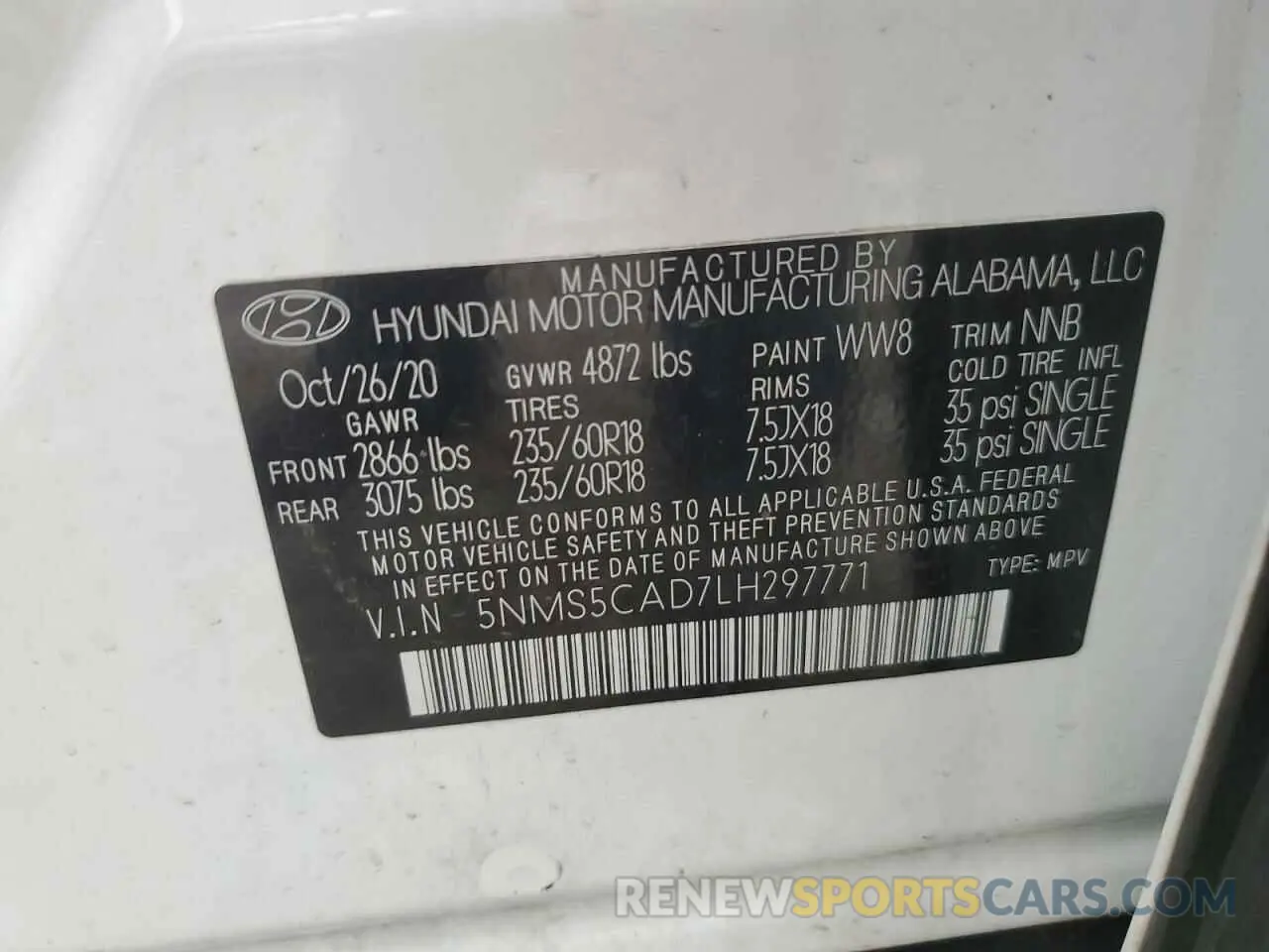 14 fotografías del automóvil dañado 5NMS5CAD7LH297771 HYUNDAI SANTA FE 2020