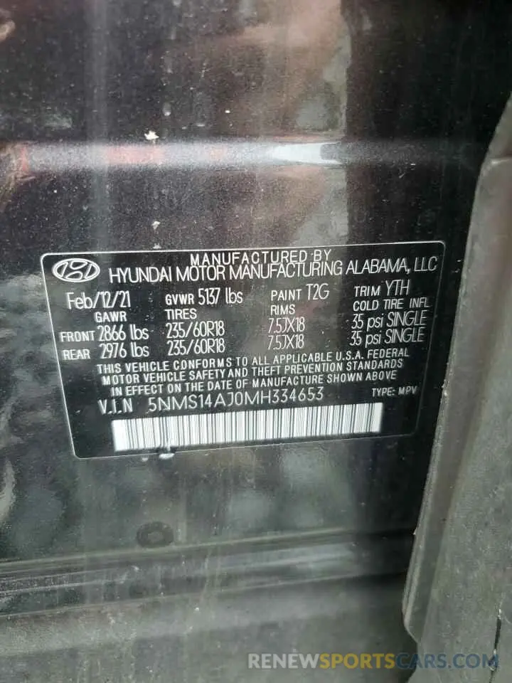 14 fotografías del automóvil dañado 5NMS14AJ0MH334653 HYUNDAI SANTA FE 2021