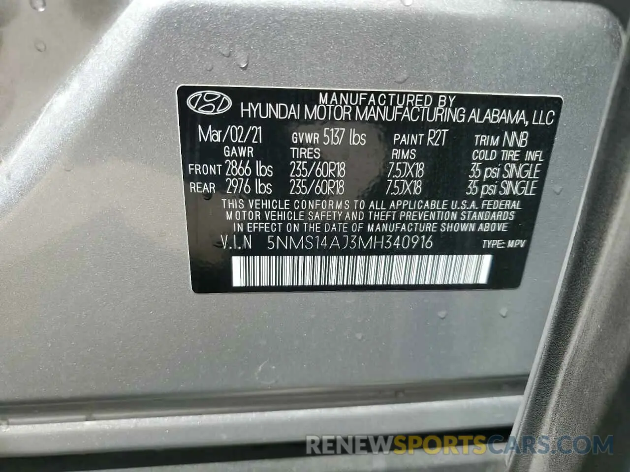 14 fotografías del automóvil dañado 5NMS14AJ3MH340916 HYUNDAI SANTA FE 2021