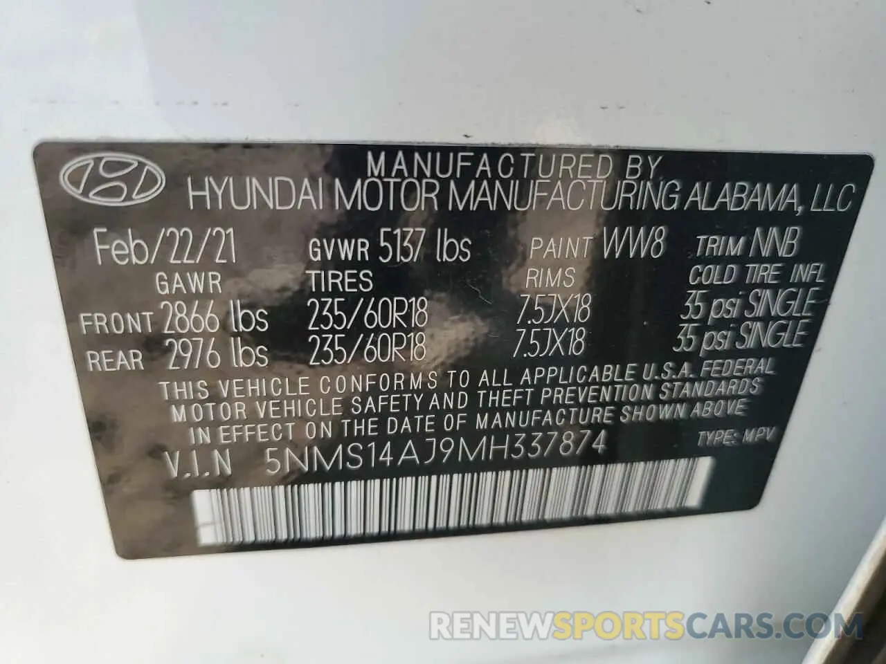 14 fotografías del automóvil dañado 5NMS14AJ9MH337874 HYUNDAI SANTA FE 2021