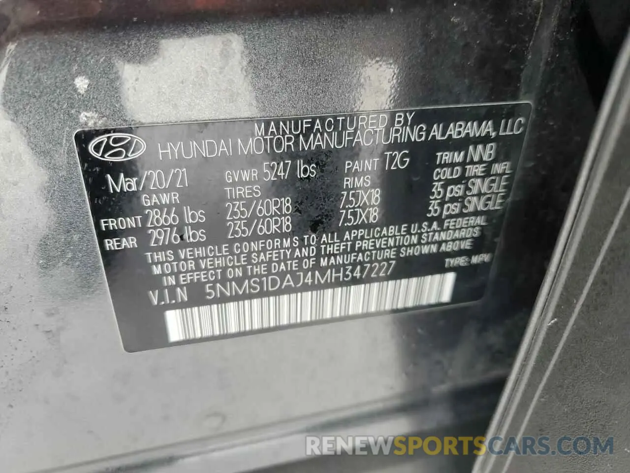 13 fotografías del automóvil dañado 5NMS1DAJ4MH347227 HYUNDAI SANTA FE 2021