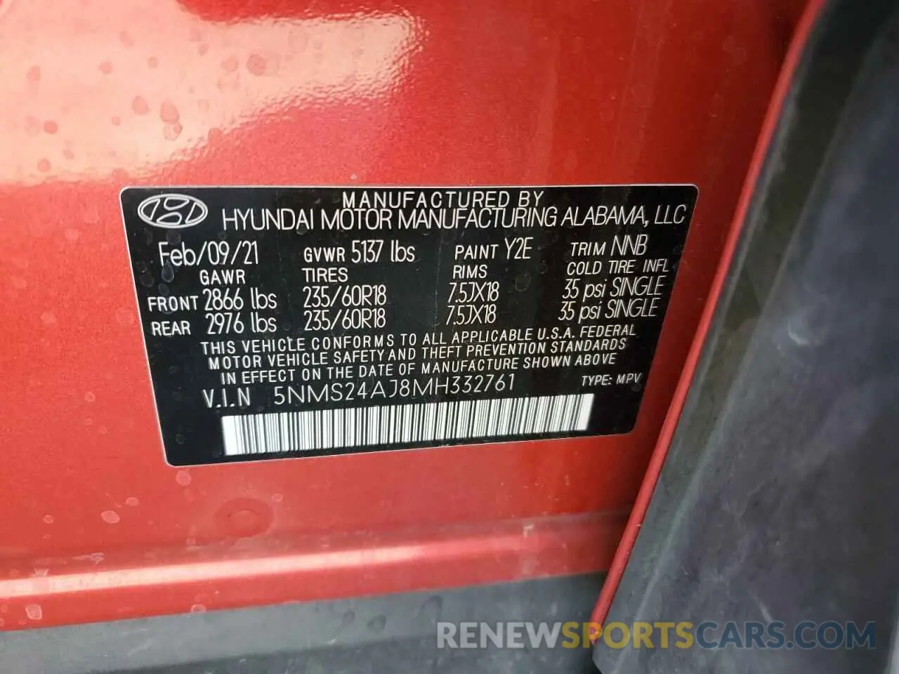 13 fotografías del automóvil dañado 5NMS24AJ8MH332761 HYUNDAI SANTA FE 2021