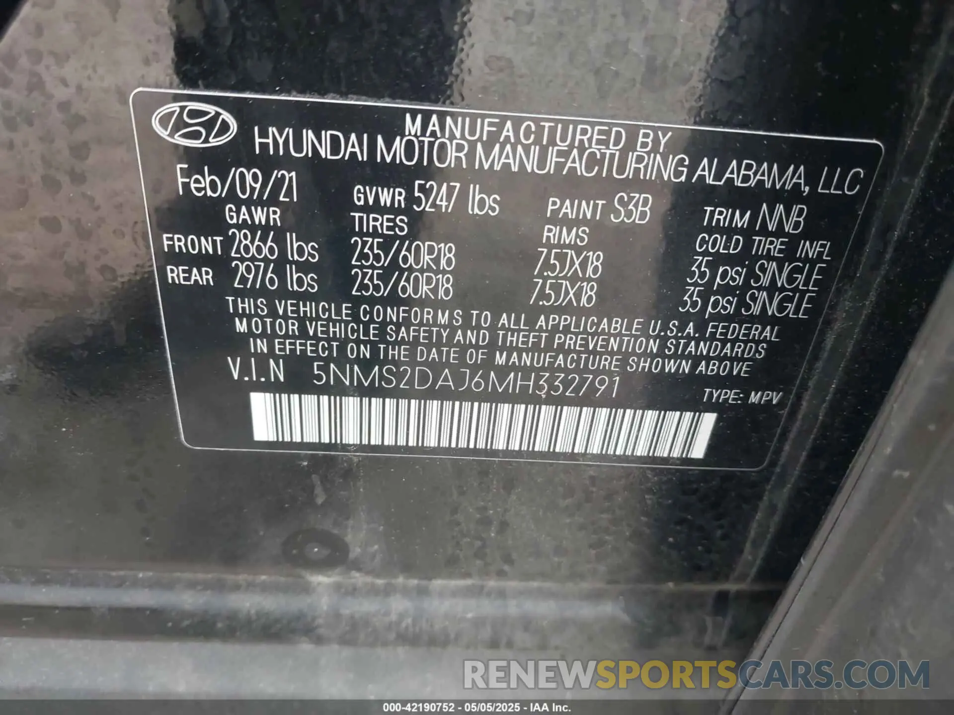 9 fotografías del automóvil dañado 5NMS2DAJ6MH332791 HYUNDAI SANTA FE 2021