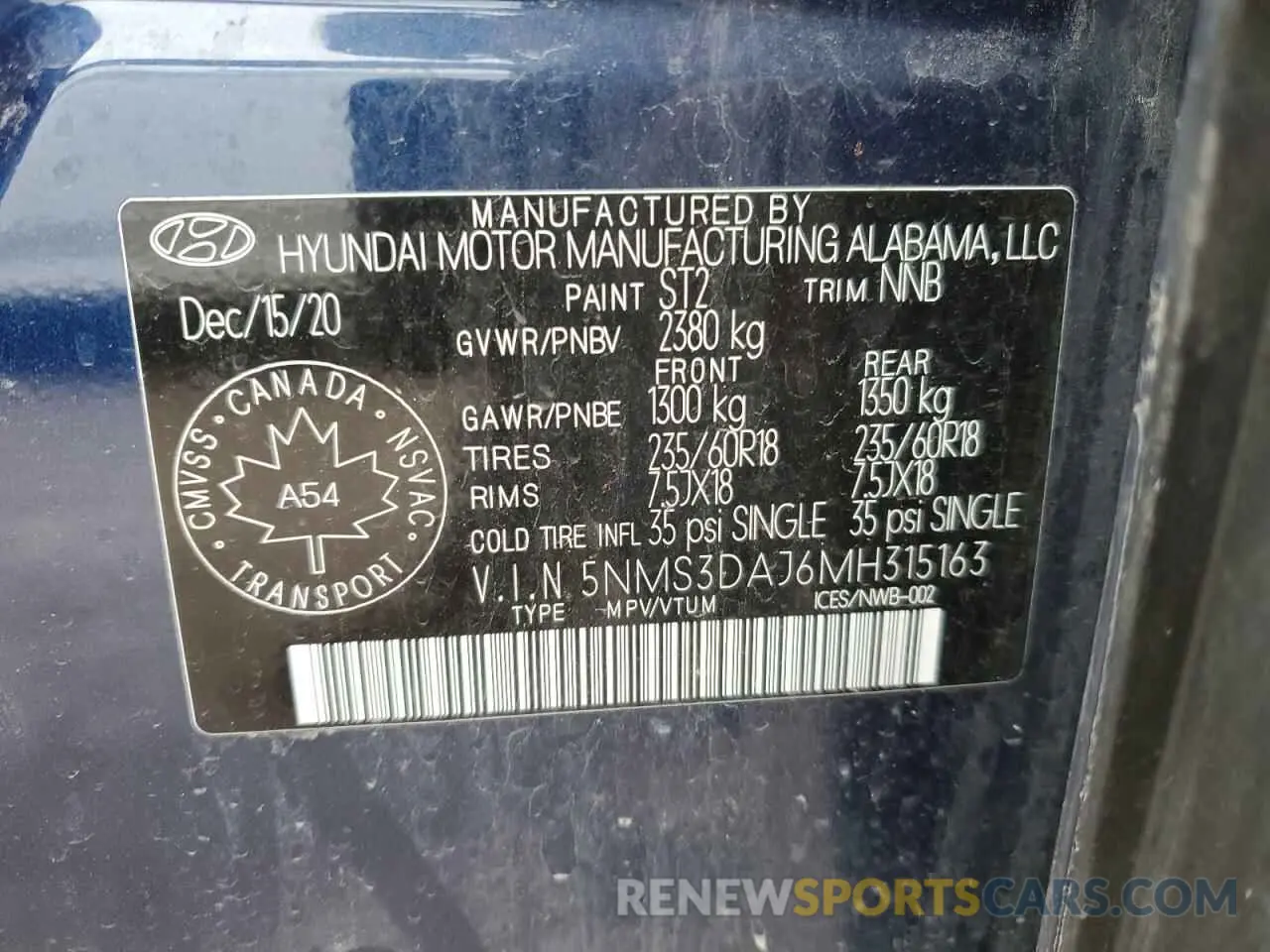 14 fotografías del automóvil dañado 5NMS3DAJ6MH315163 HYUNDAI SANTA FE 2021
