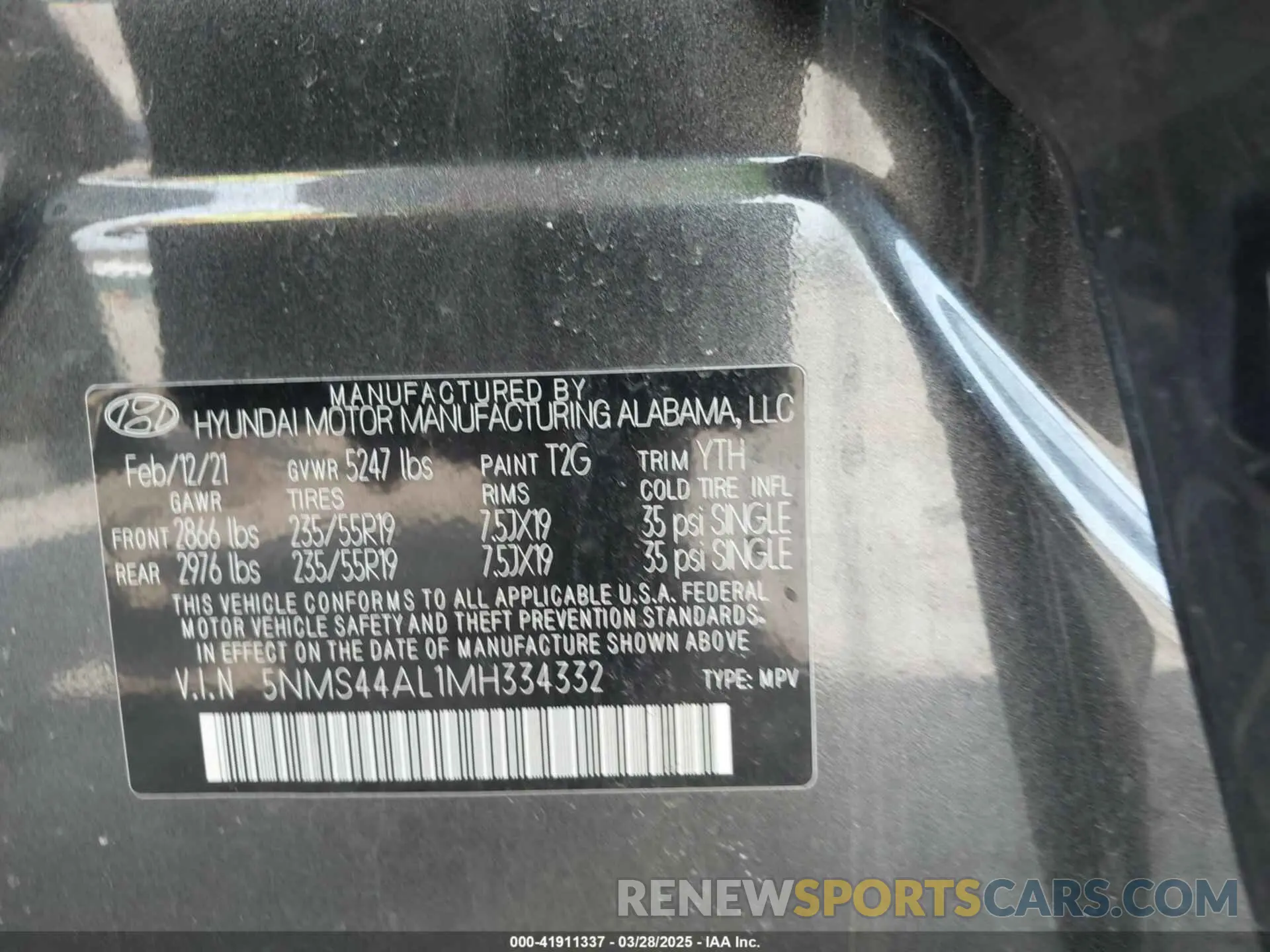 9 fotografías del automóvil dañado 5NMS44AL1MH334332 HYUNDAI SANTA FE 2021