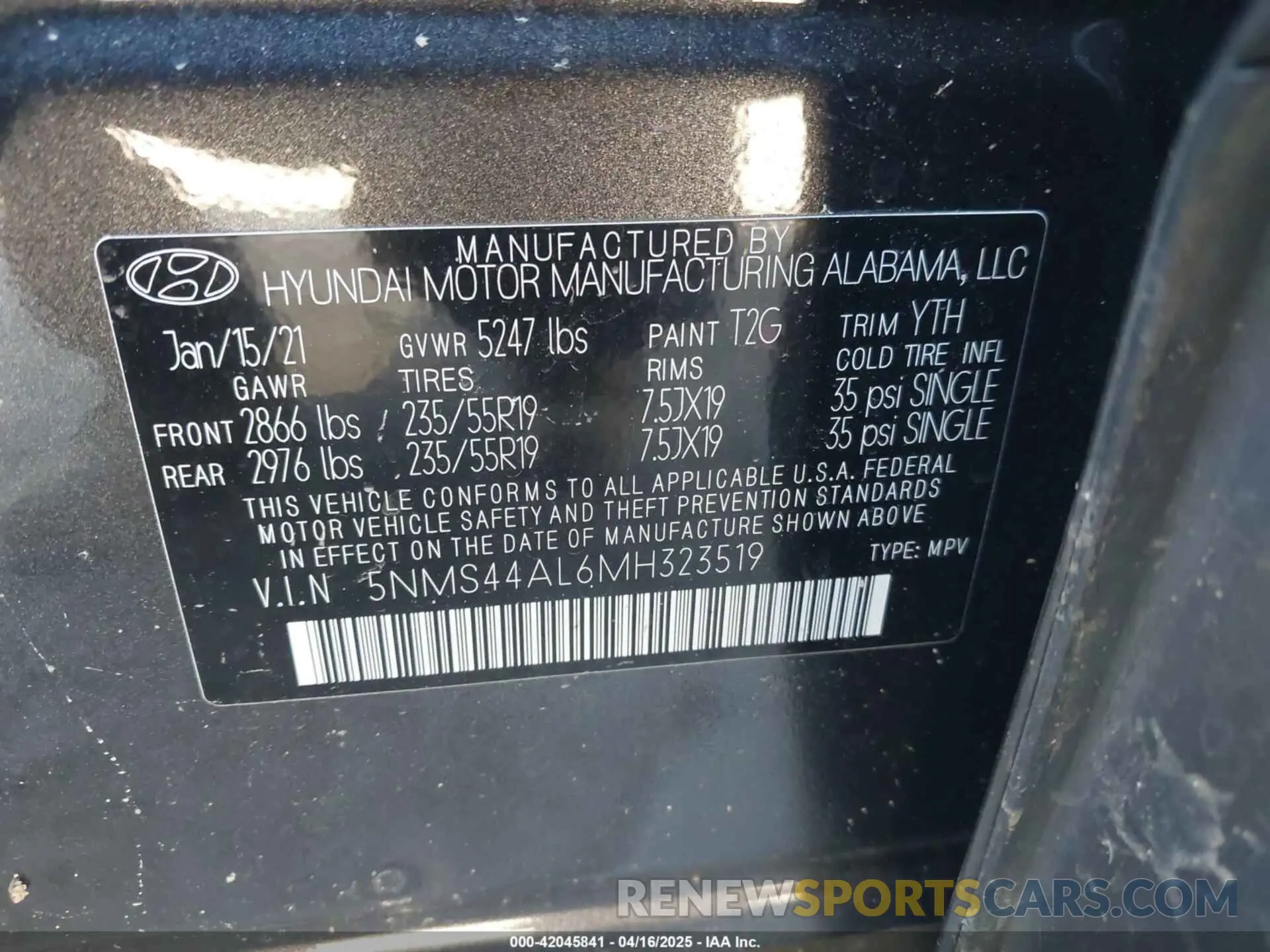 9 fotografías del automóvil dañado 5NMS44AL6MH323519 HYUNDAI SANTA FE 2021