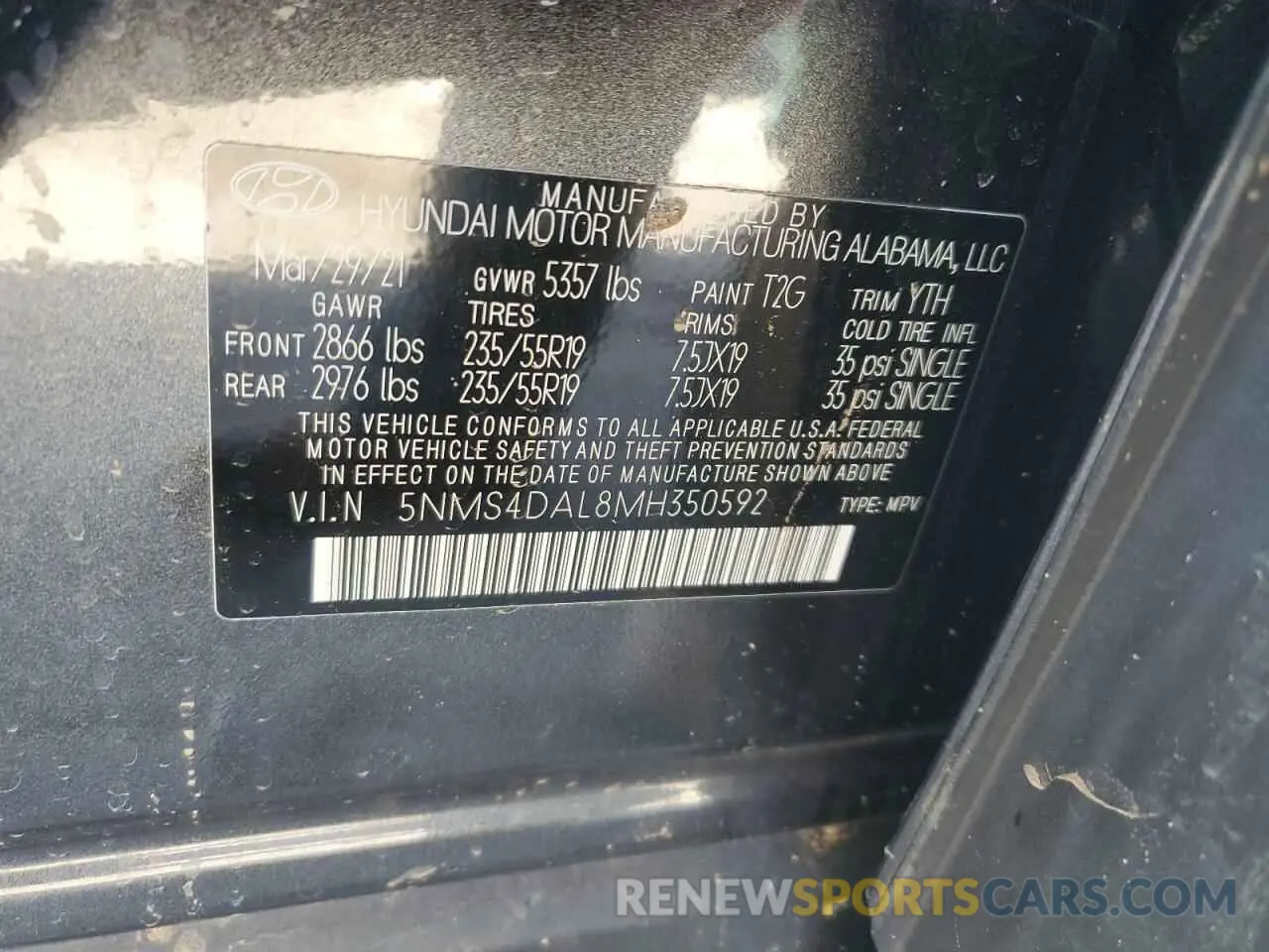 13 fotografías del automóvil dañado 5NMS4DAL8MH350592 HYUNDAI SANTA FE 2021