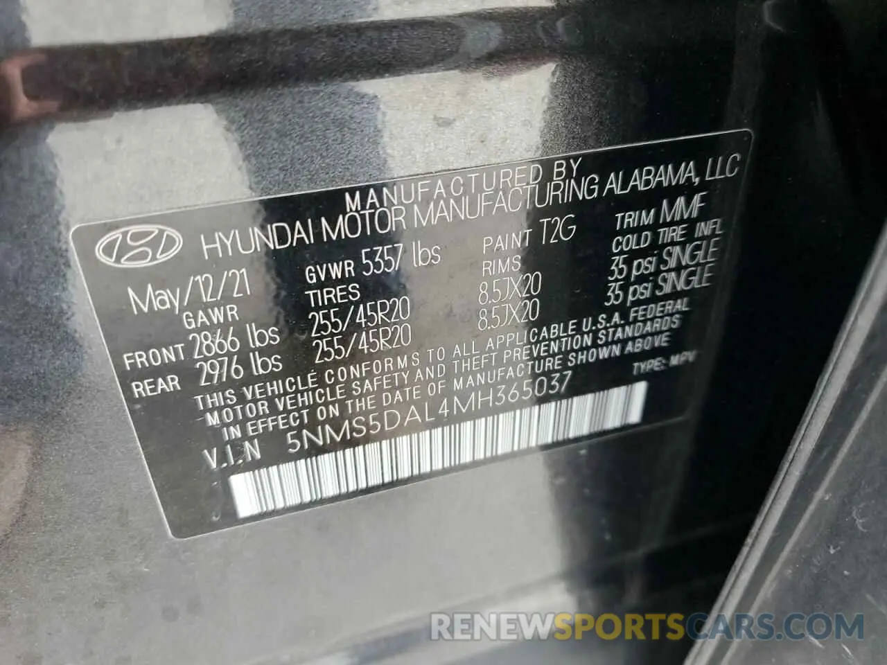 13 fotografías del automóvil dañado 5NMS5DAL4MH365037 HYUNDAI SANTA FE 2021