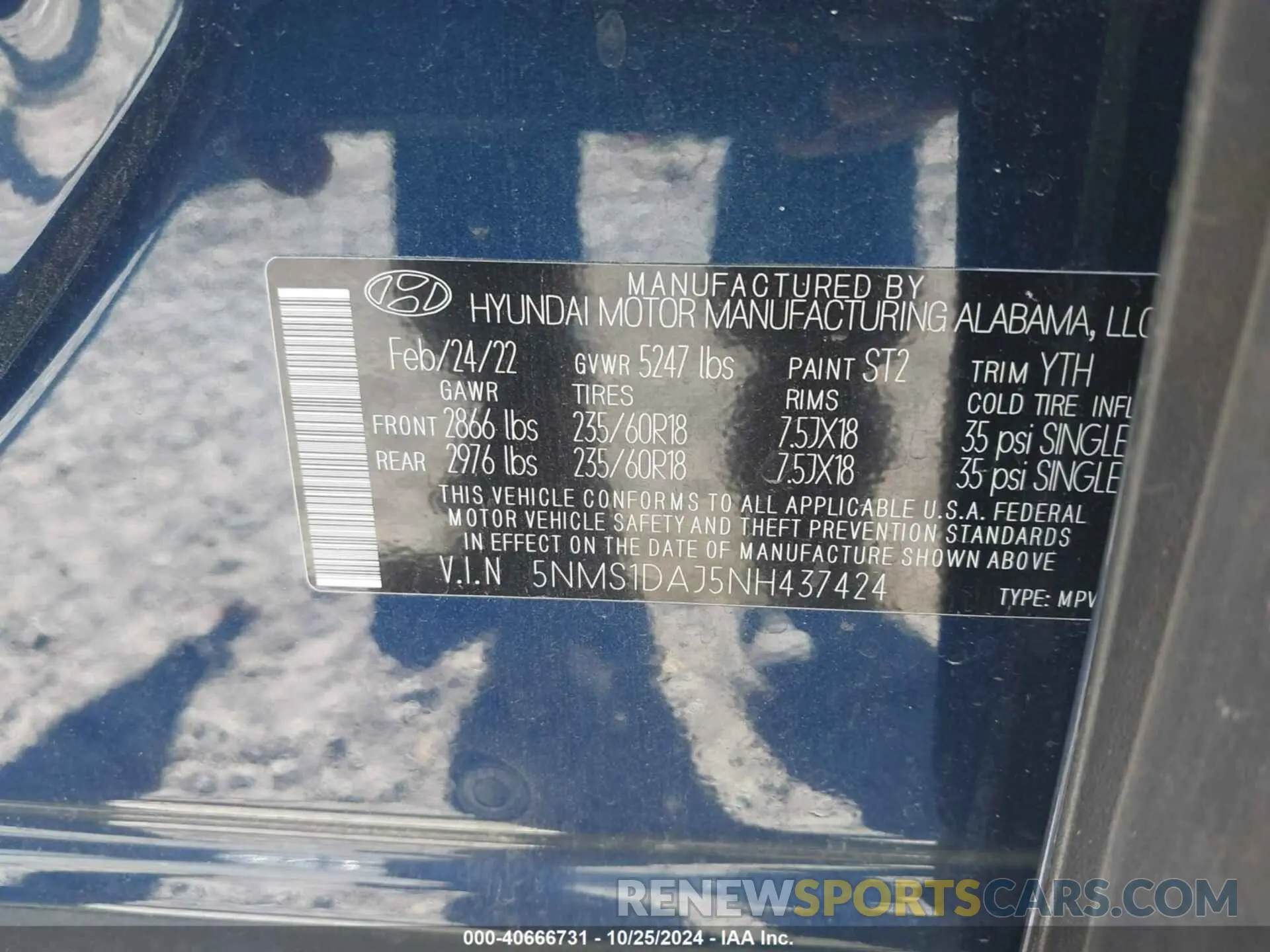 9 fotografías del automóvil dañado 5NMS1DAJ5NH437424 HYUNDAI SANTA FE 2022