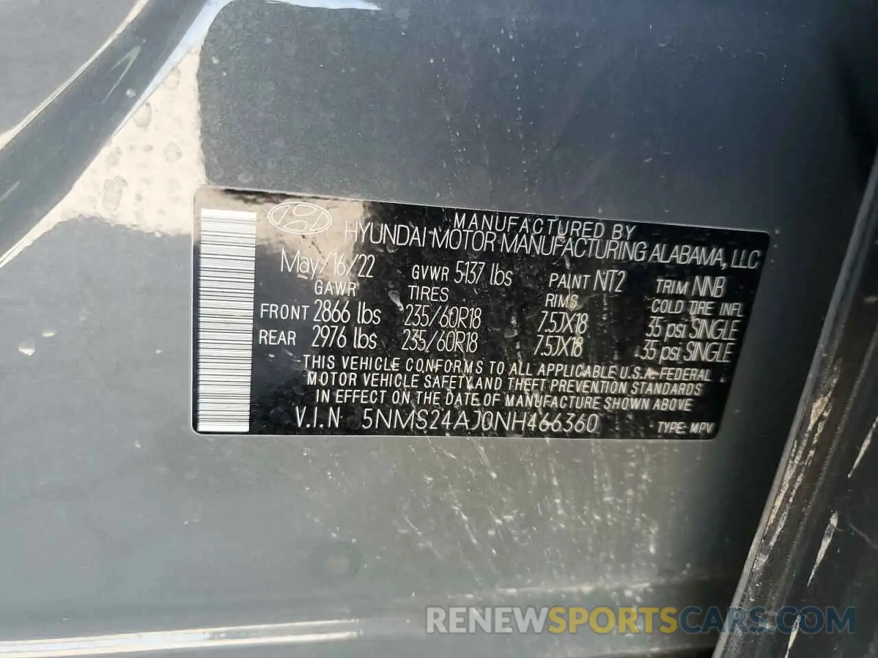 15 fotografías del automóvil dañado 5NMS24AJ0NH466360 HYUNDAI SANTA FE 2022
