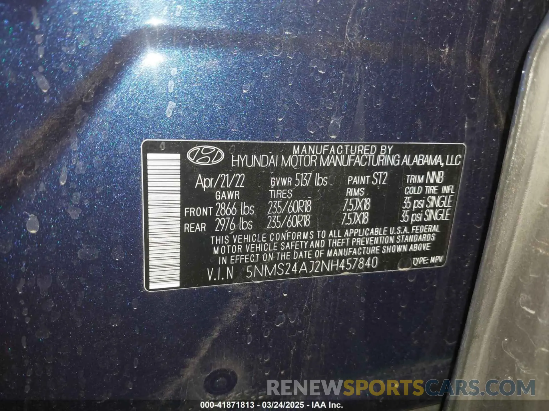 9 fotografías del automóvil dañado 5NMS24AJ2NH457840 HYUNDAI SANTA FE 2022