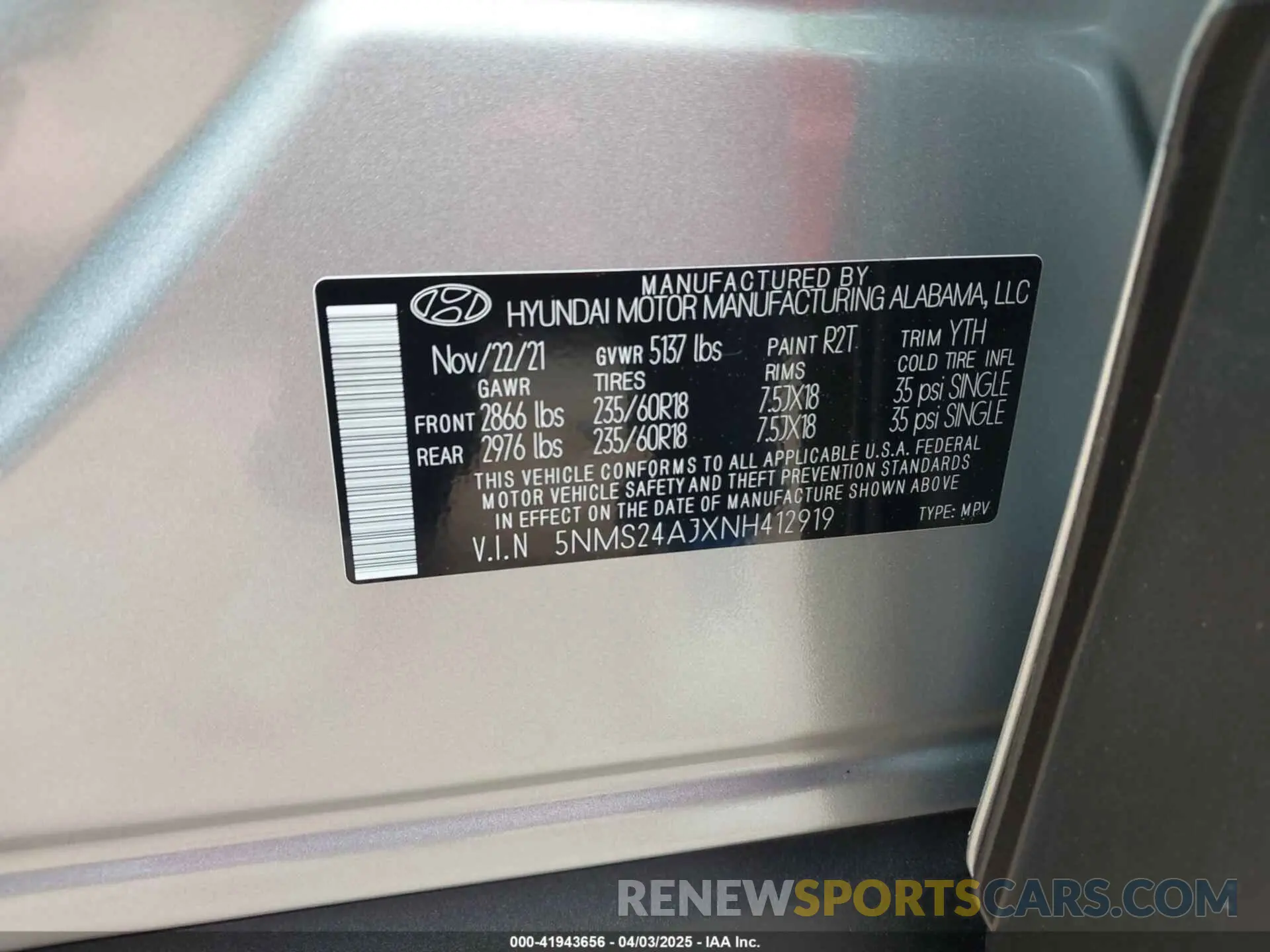 9 fotografías del automóvil dañado 5NMS24AJXNH412919 HYUNDAI SANTA FE 2022