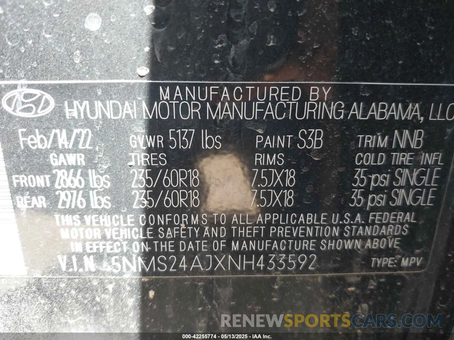 9 fotografías del automóvil dañado 5NMS24AJXNH433592 HYUNDAI SANTA FE 2022