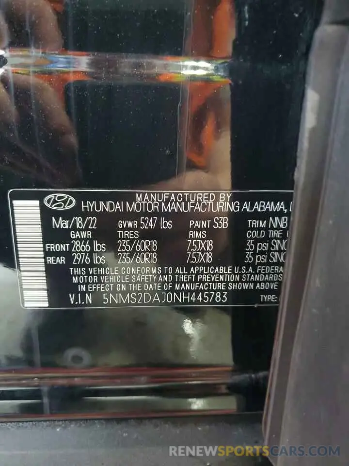 14 fotografías del automóvil dañado 5NMS2DAJ0NH445783 HYUNDAI SANTA FE 2022