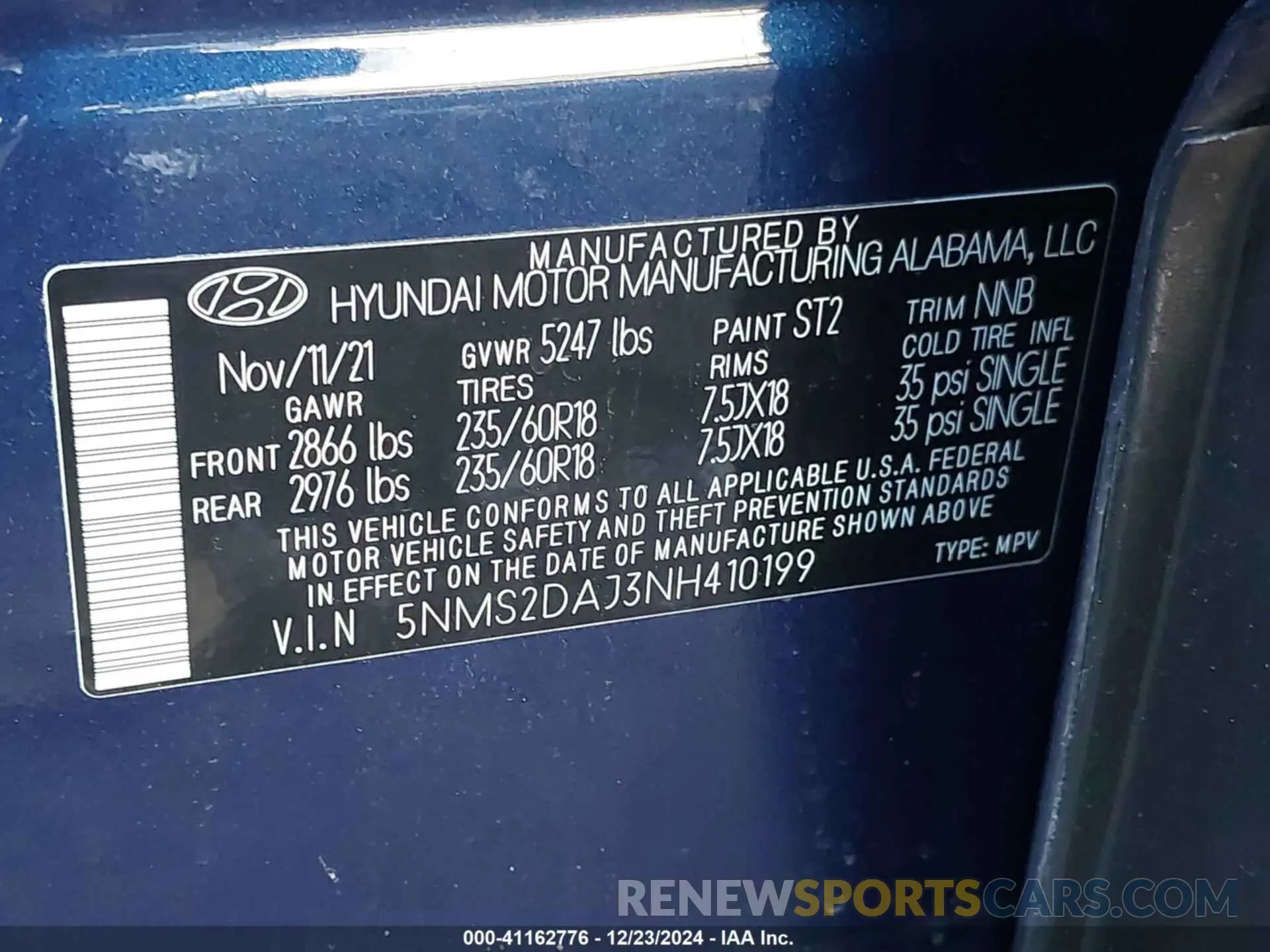 9 fotografías del automóvil dañado 5NMS2DAJ3NH410199 HYUNDAI SANTA FE 2022