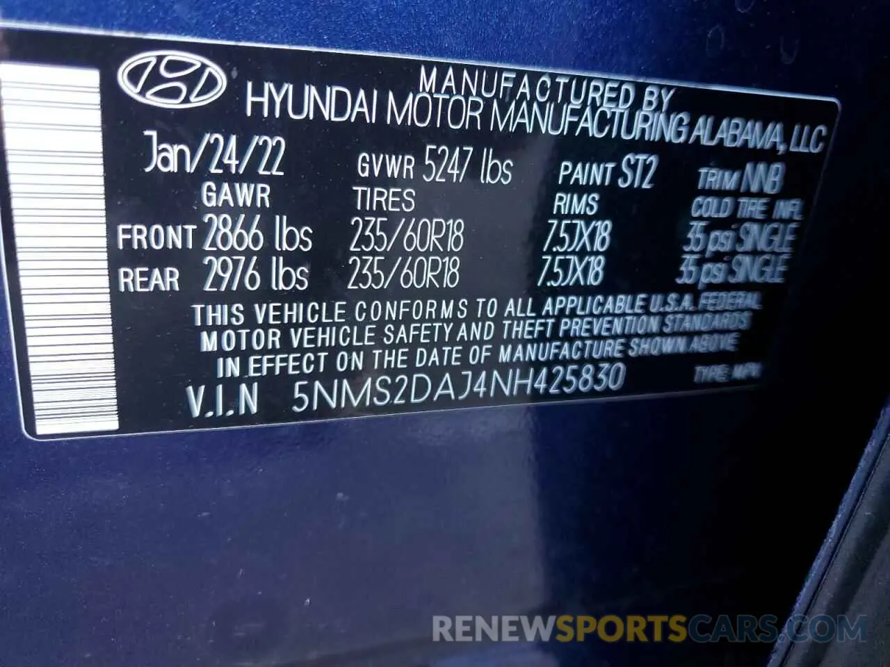 13 fotografías del automóvil dañado 5NMS2DAJ4NH425830 HYUNDAI SANTA FE 2022