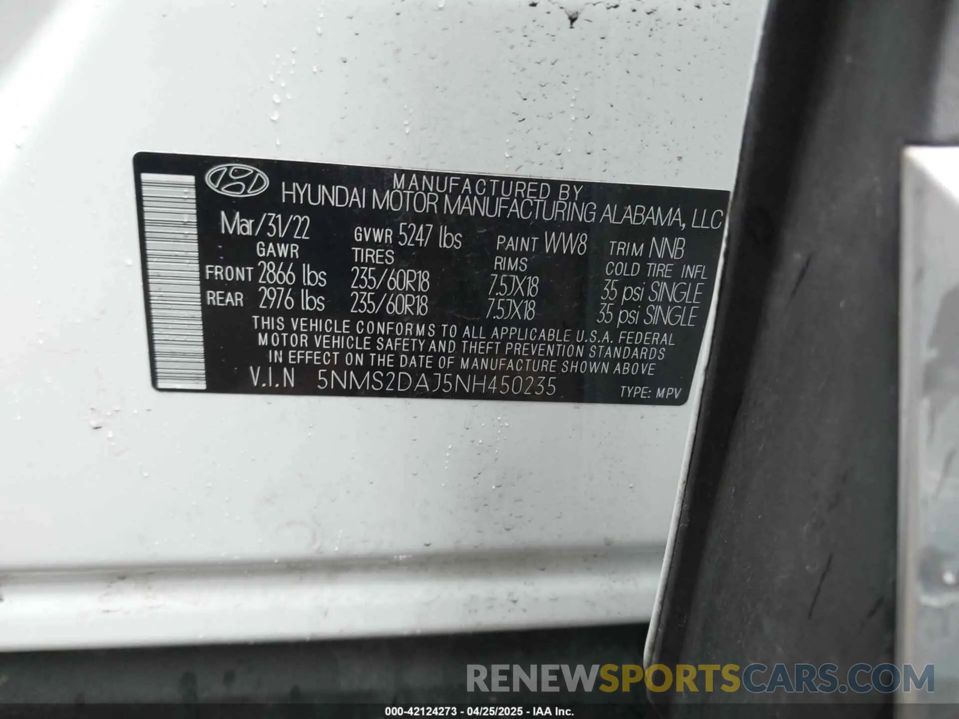 9 fotografías del automóvil dañado 5NMS2DAJ5NH450235 HYUNDAI SANTA FE 2022