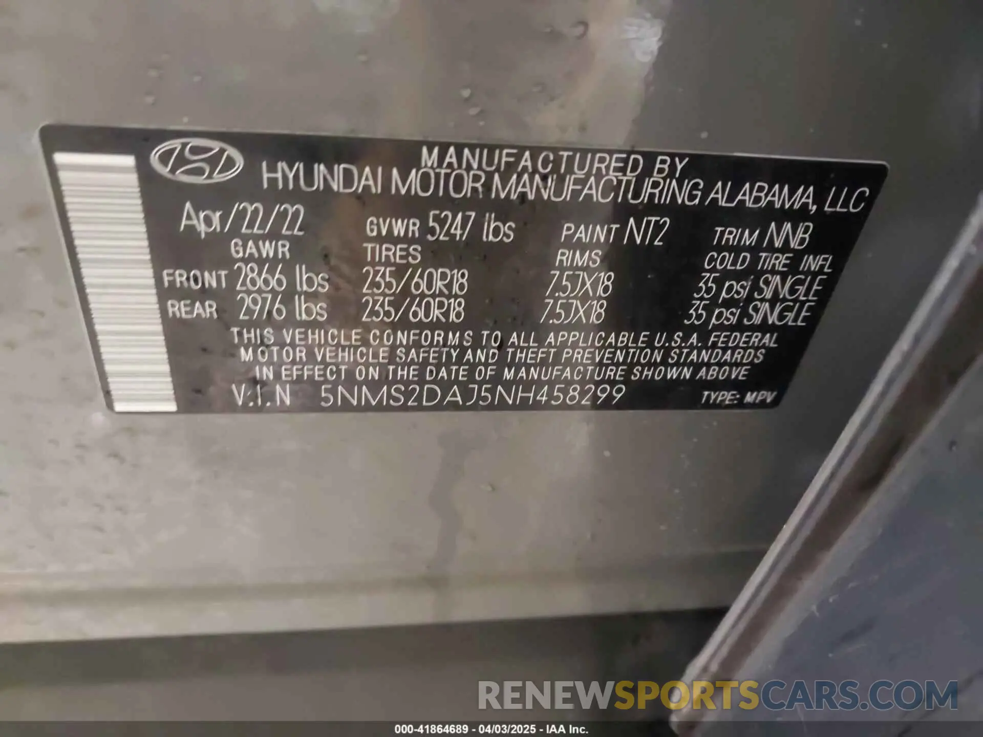 9 fotografías del automóvil dañado 5NMS2DAJ5NH458299 HYUNDAI SANTA FE 2022