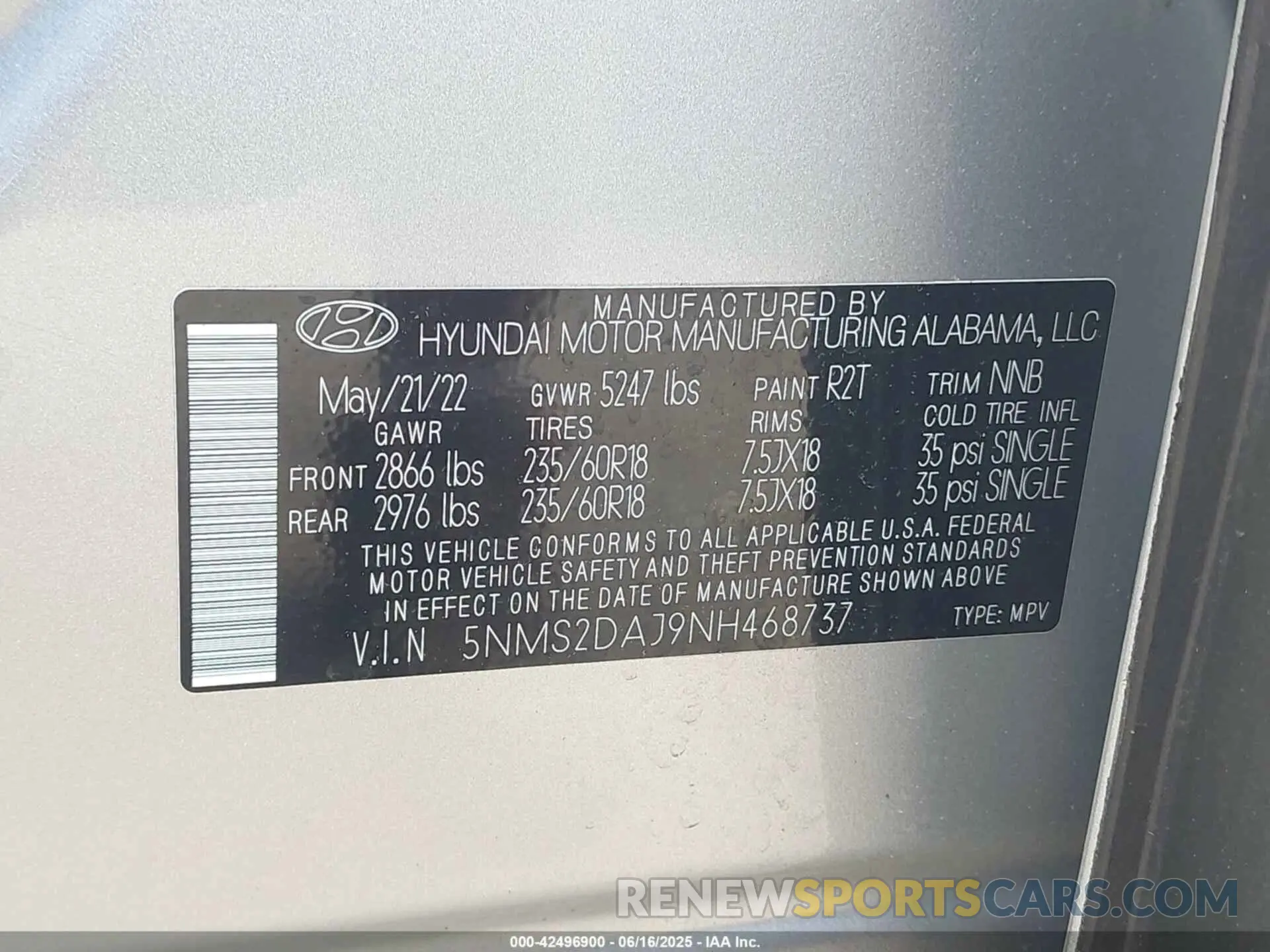 9 fotografías del automóvil dañado 5NMS2DAJ9NH468737 HYUNDAI SANTA FE 2022