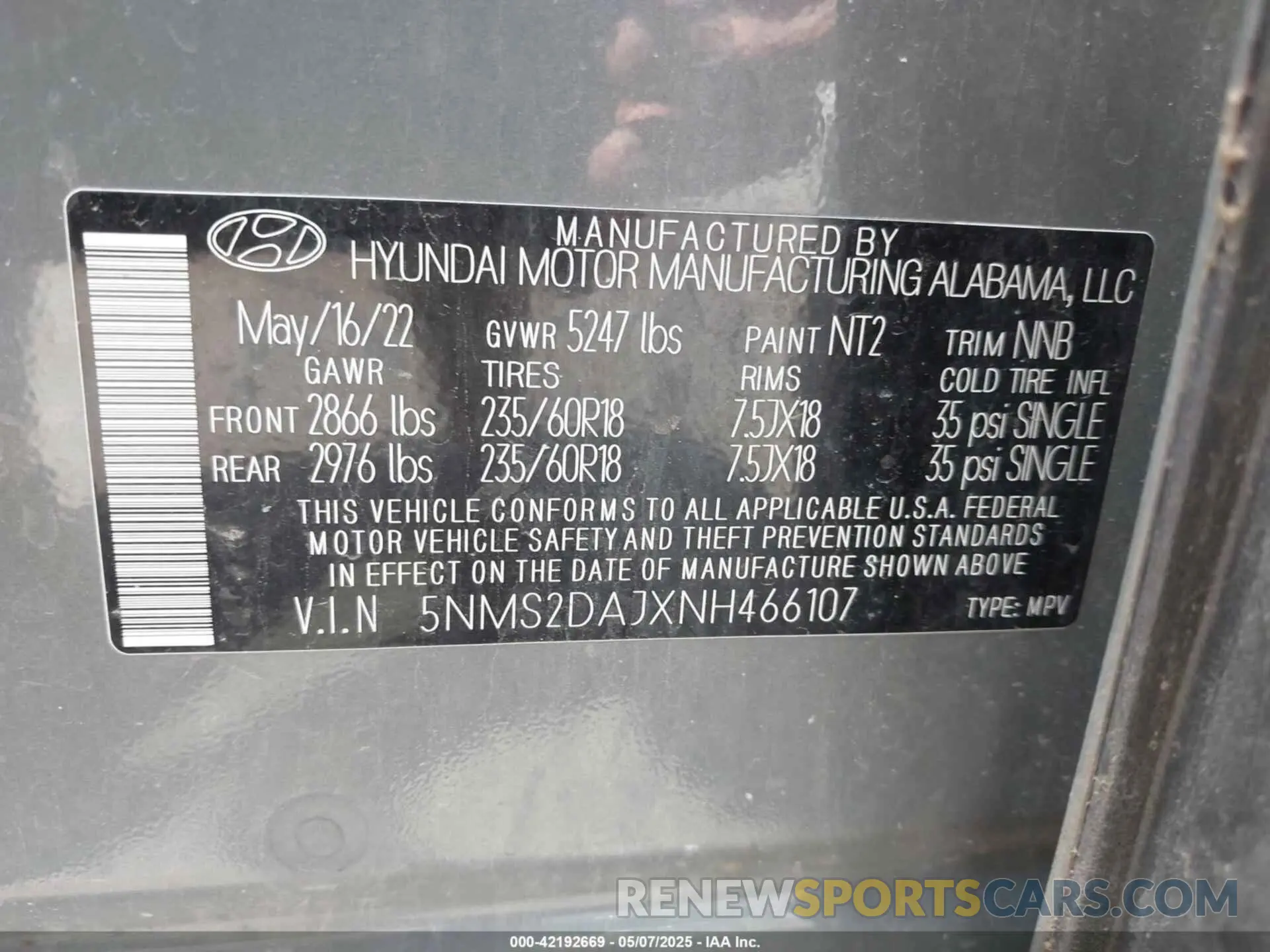 9 fotografías del automóvil dañado 5NMS2DAJXNH466107 HYUNDAI SANTA FE 2022