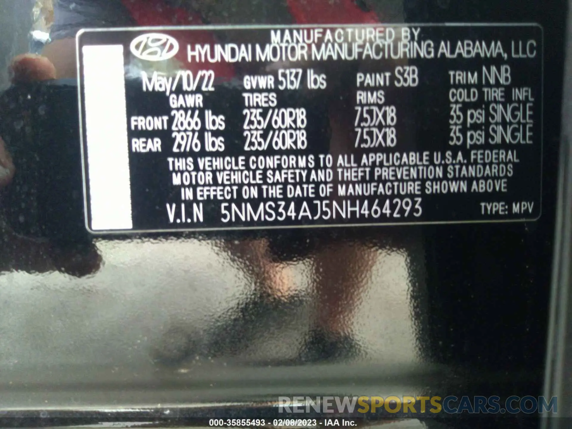 9 fotografías del automóvil dañado 5NMS34AJ5NH464293 HYUNDAI SANTA FE 2022