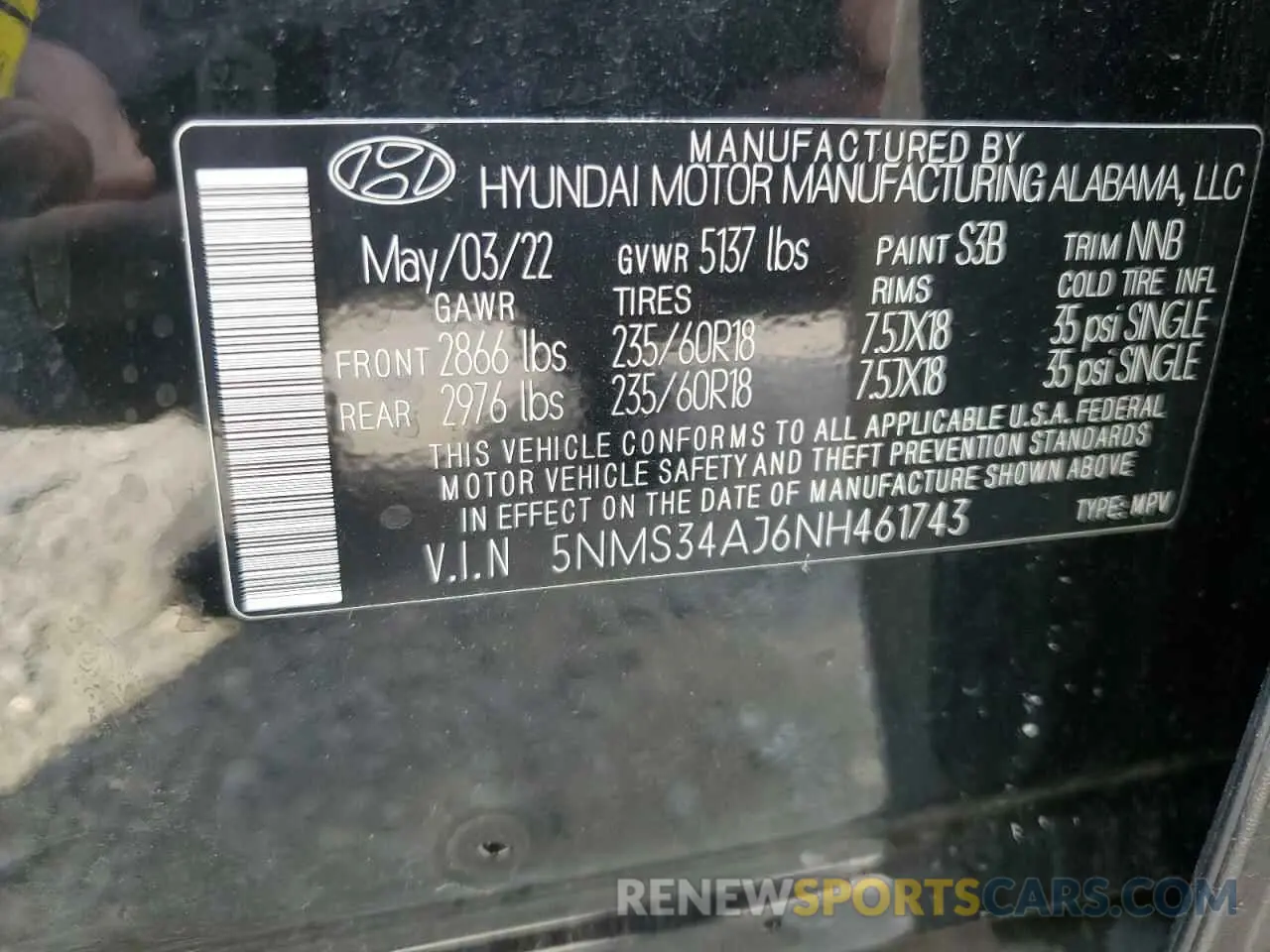 12 fotografías del automóvil dañado 5NMS34AJ6NH461743 HYUNDAI SANTA FE 2022