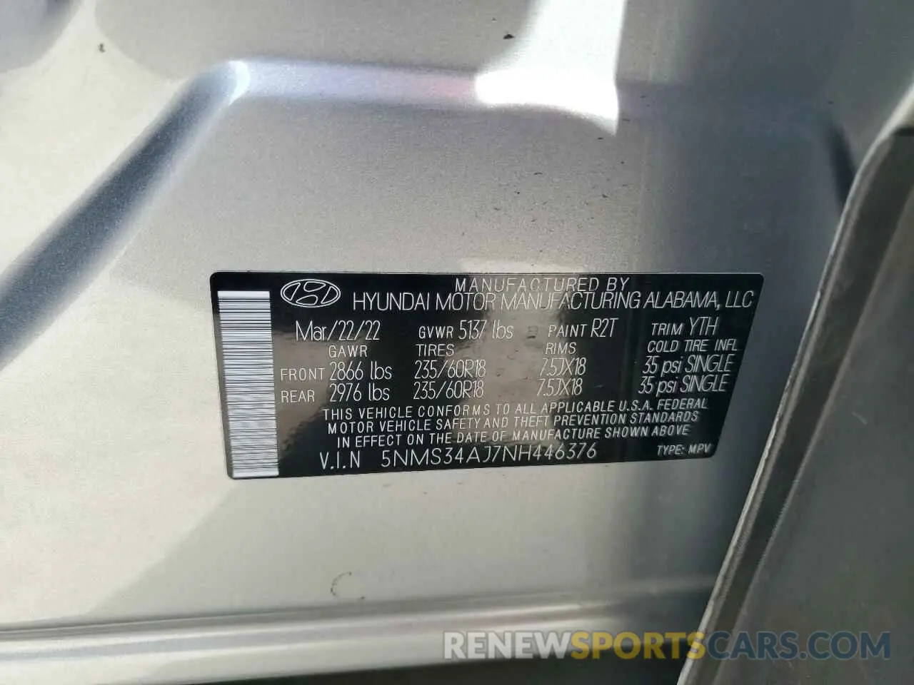 14 fotografías del automóvil dañado 5NMS34AJ7NH446376 HYUNDAI SANTA FE 2022