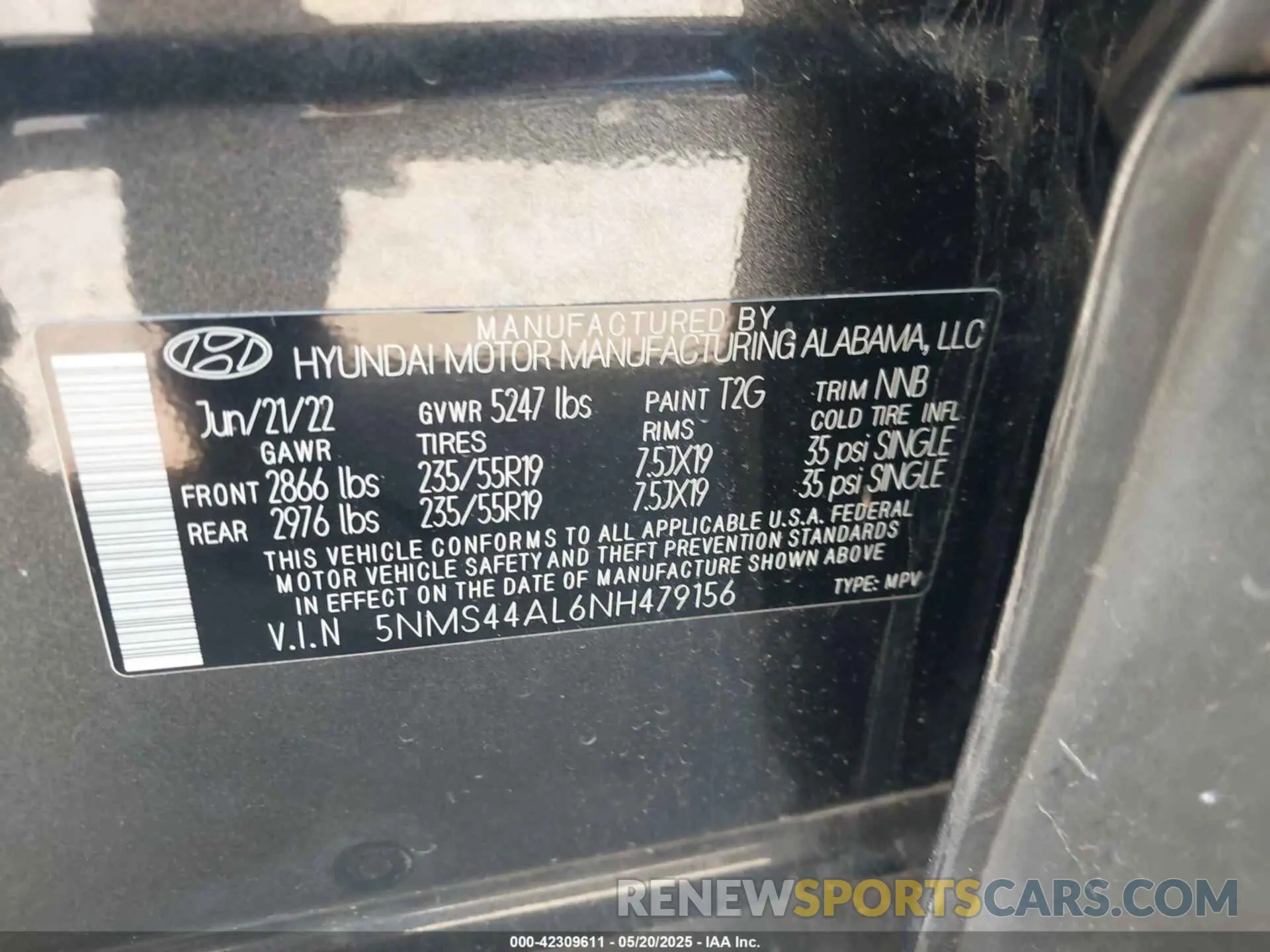 9 fotografías del automóvil dañado 5NMS44AL6NH479156 HYUNDAI SANTA FE 2022