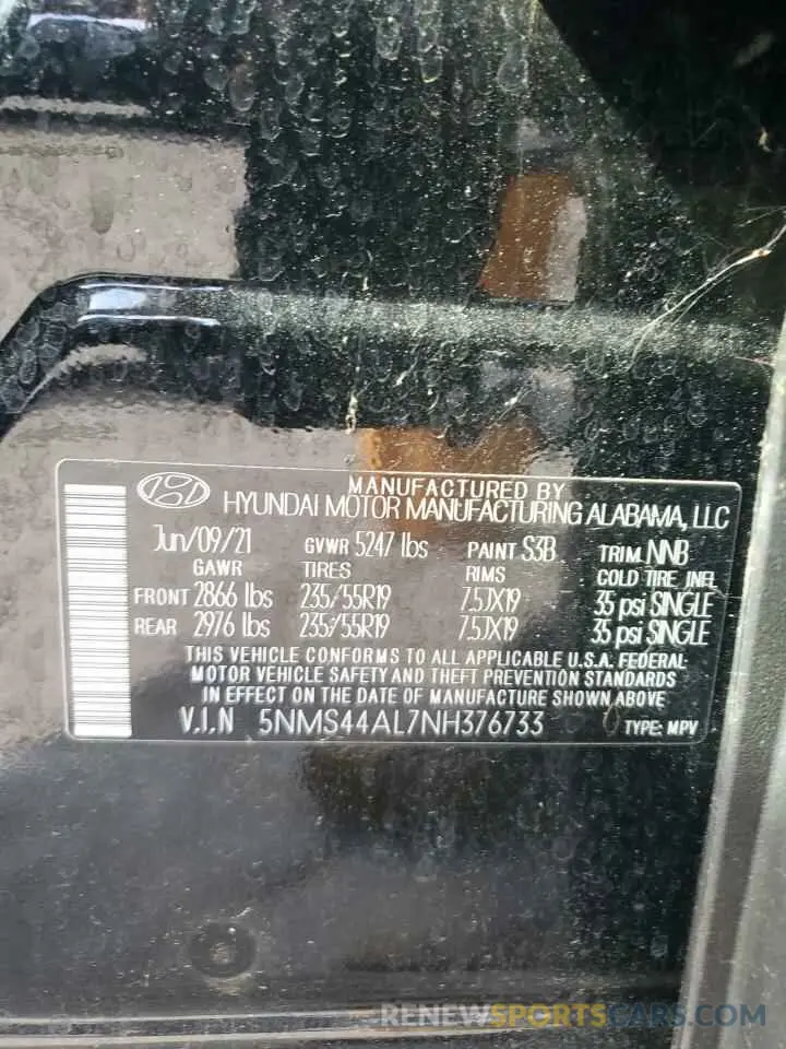 13 fotografías del automóvil dañado 5NMS44AL7NH376733 HYUNDAI SANTA FE 2022