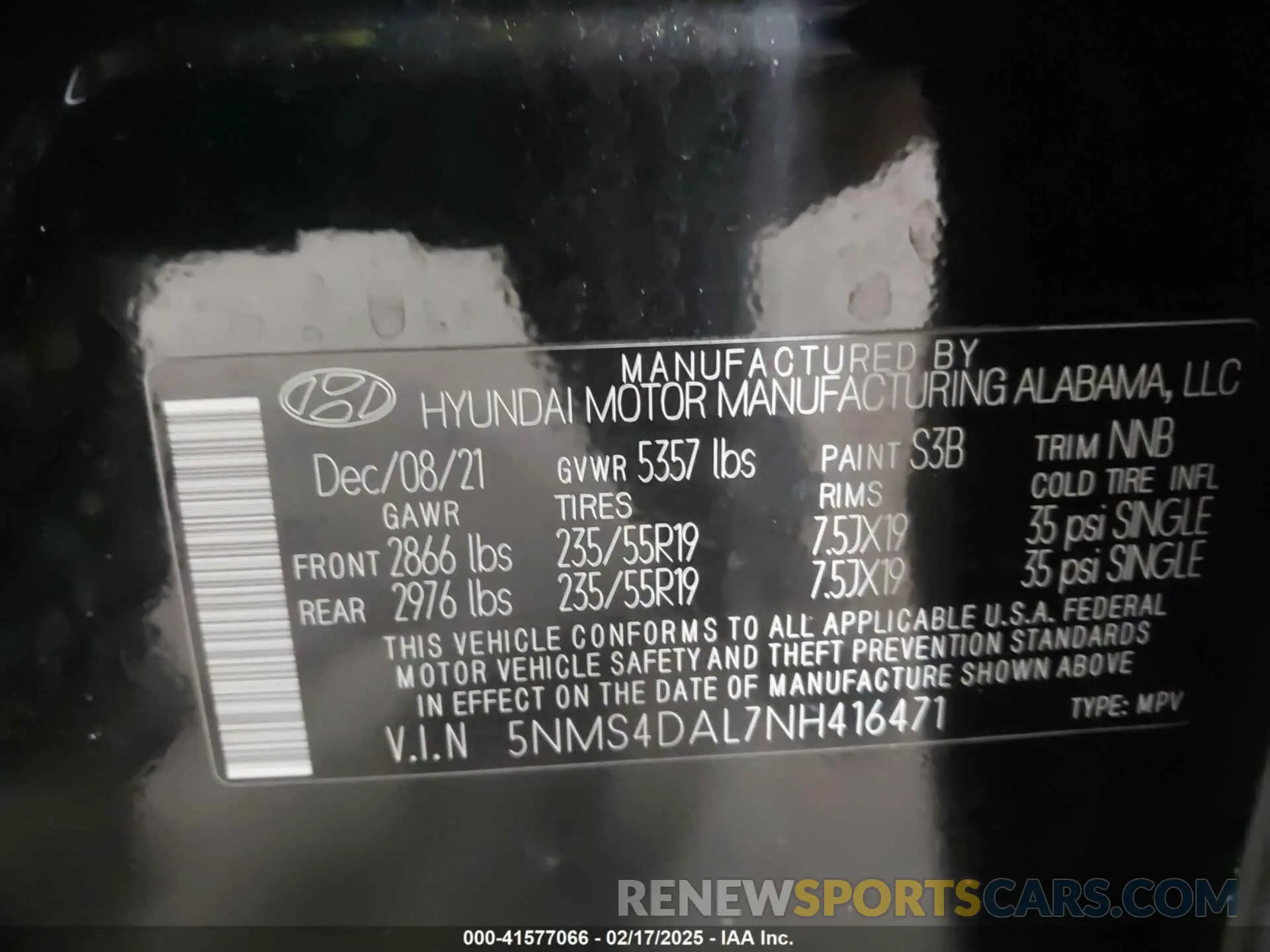 9 fotografías del automóvil dañado 5NMS4DAL7NH416471 HYUNDAI SANTA FE 2022