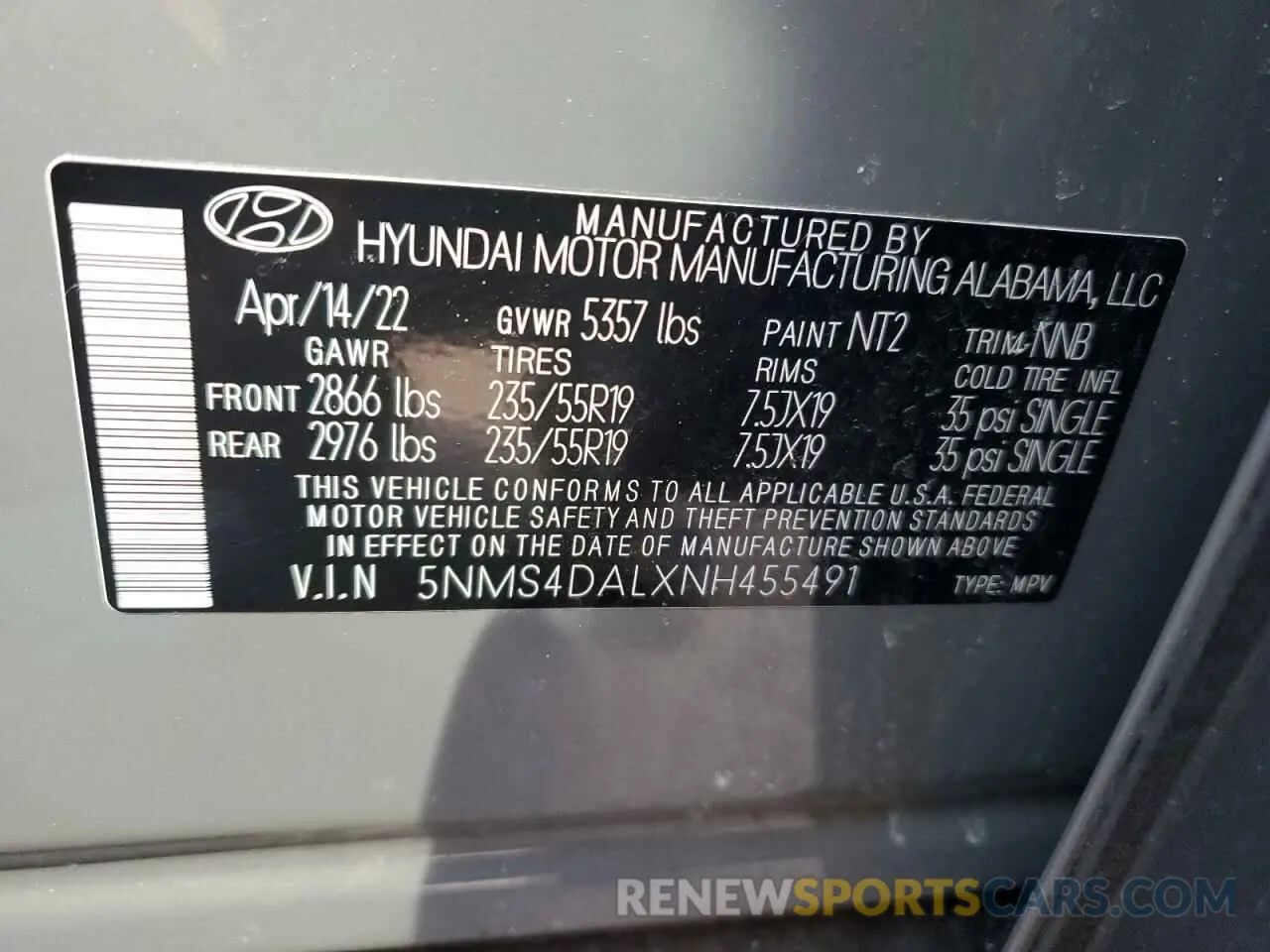 14 fotografías del automóvil dañado 5NMS4DALXNH455491 HYUNDAI SANTA FE 2022