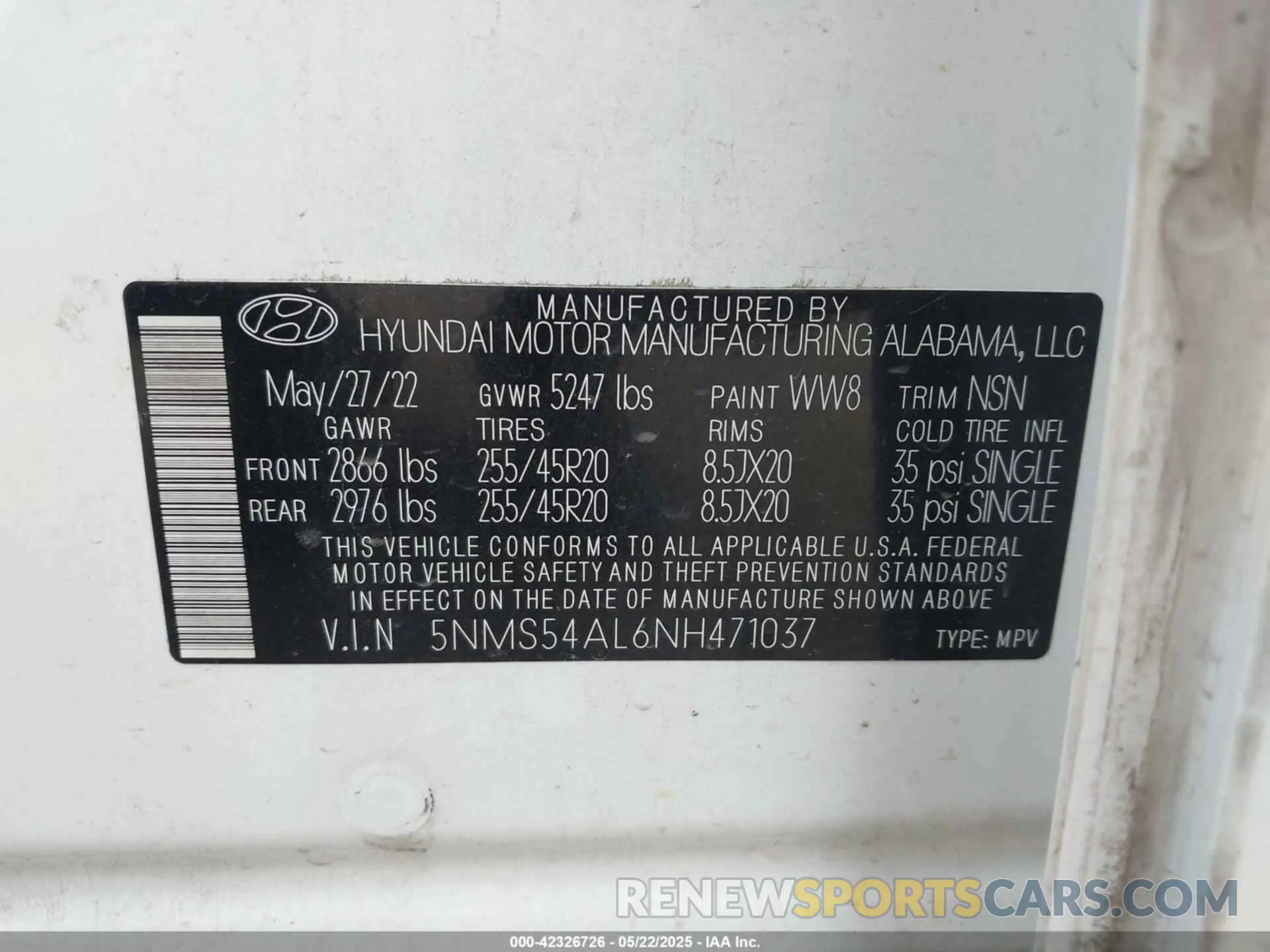9 fotografías del automóvil dañado 5NMS54AL6NH471037 HYUNDAI SANTA FE 2022