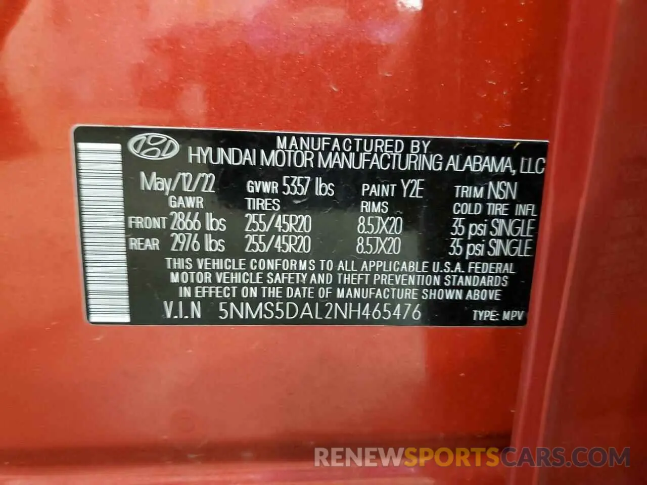 13 fotografías del automóvil dañado 5NMS5DAL2NH465476 HYUNDAI SANTA FE 2022
