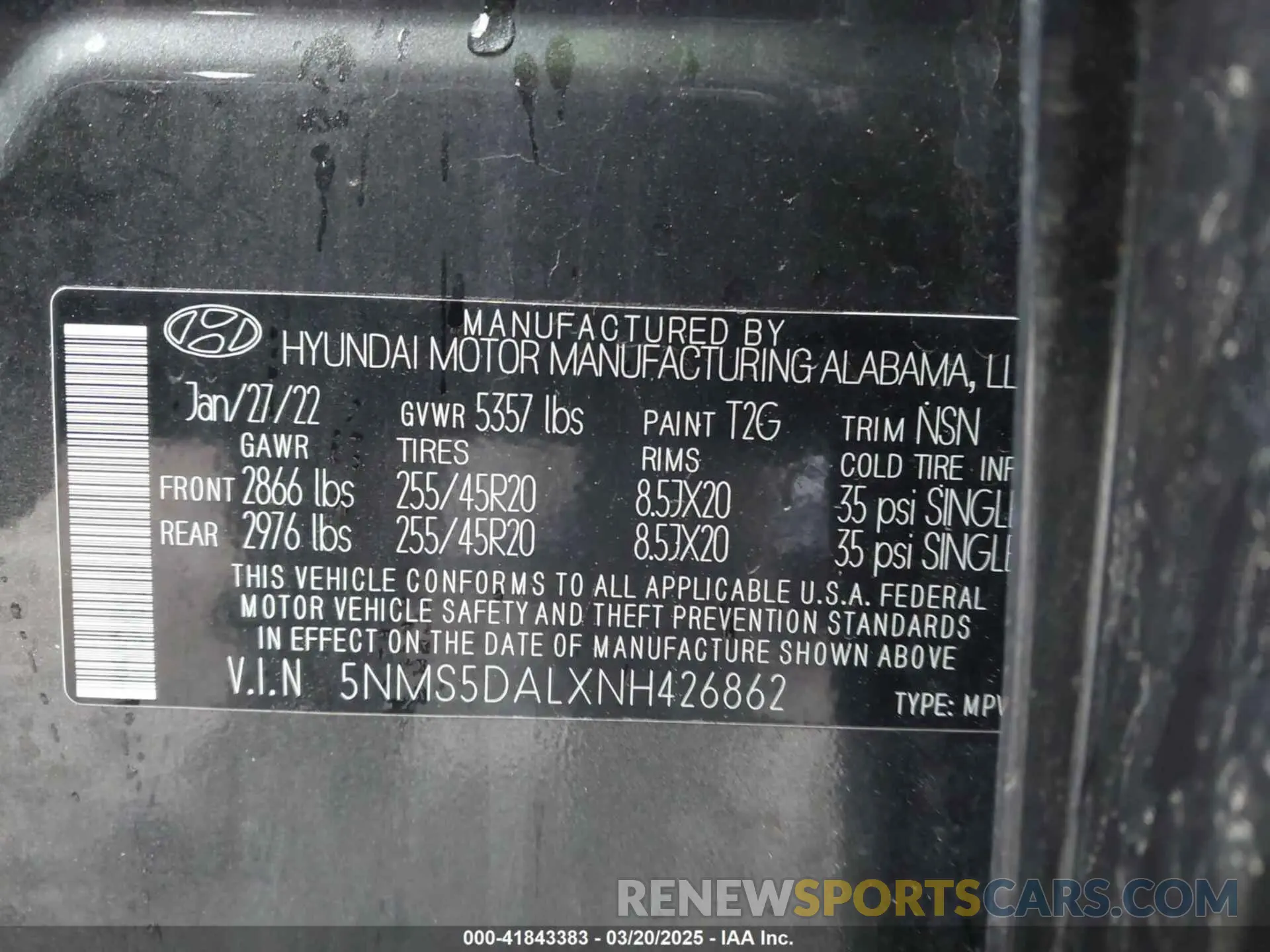 9 fotografías del automóvil dañado 5NMS5DALXNH426862 HYUNDAI SANTA FE 2022