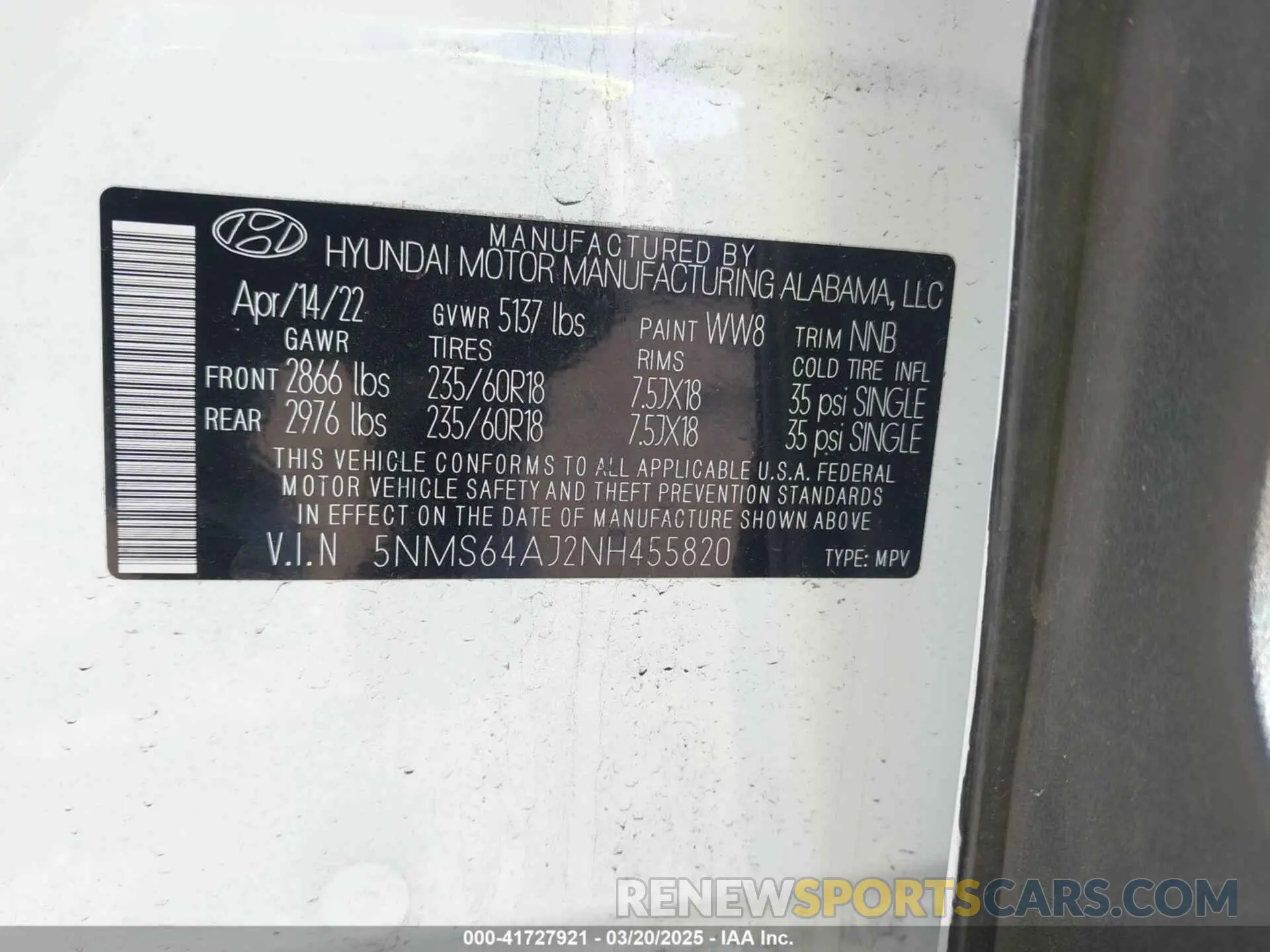 9 fotografías del automóvil dañado 5NMS64AJ2NH455820 HYUNDAI SANTA FE 2022