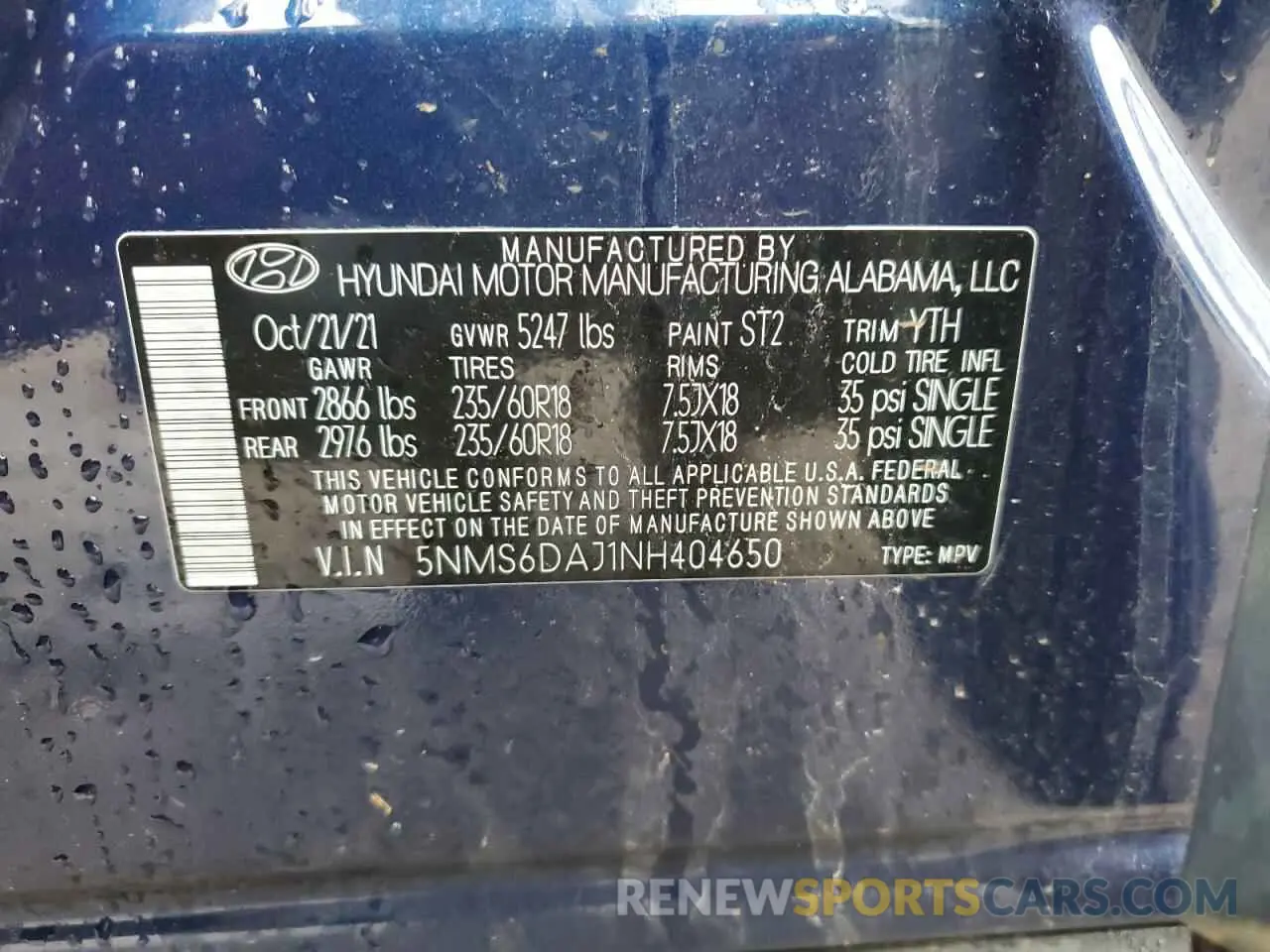 13 fotografías del automóvil dañado 5NMS6DAJ1NH404650 HYUNDAI SANTA FE 2022