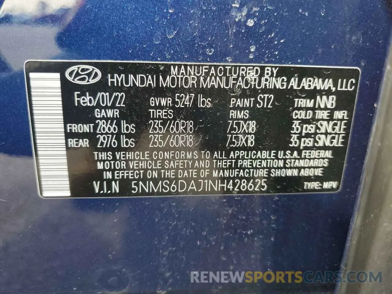 14 fotografías del automóvil dañado 5NMS6DAJ1NH428625 HYUNDAI SANTA FE 2022