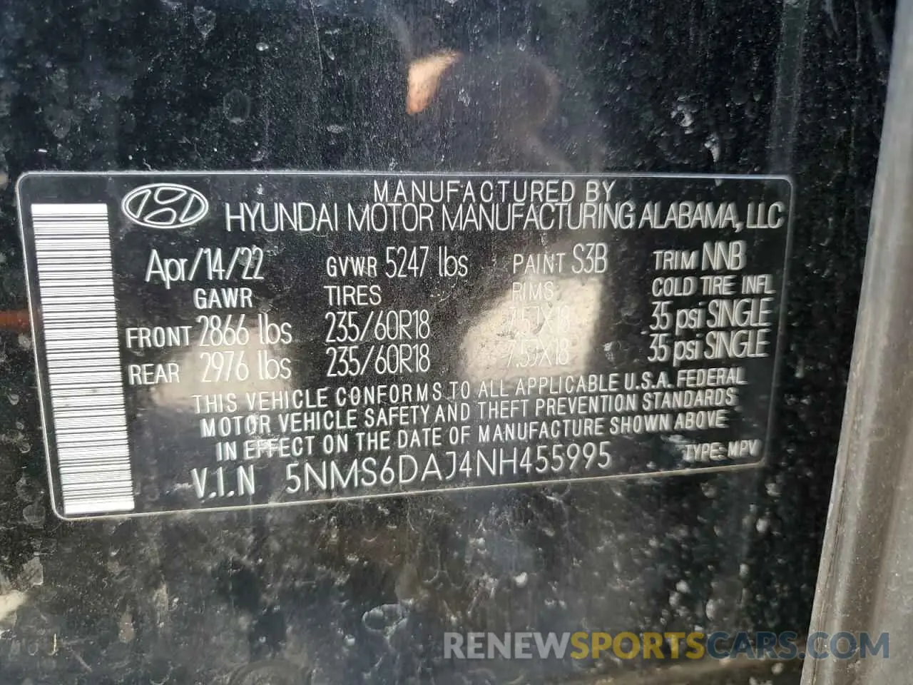 16 fotografías del automóvil dañado 5NMS6DAJ4NH455995 HYUNDAI SANTA FE 2022