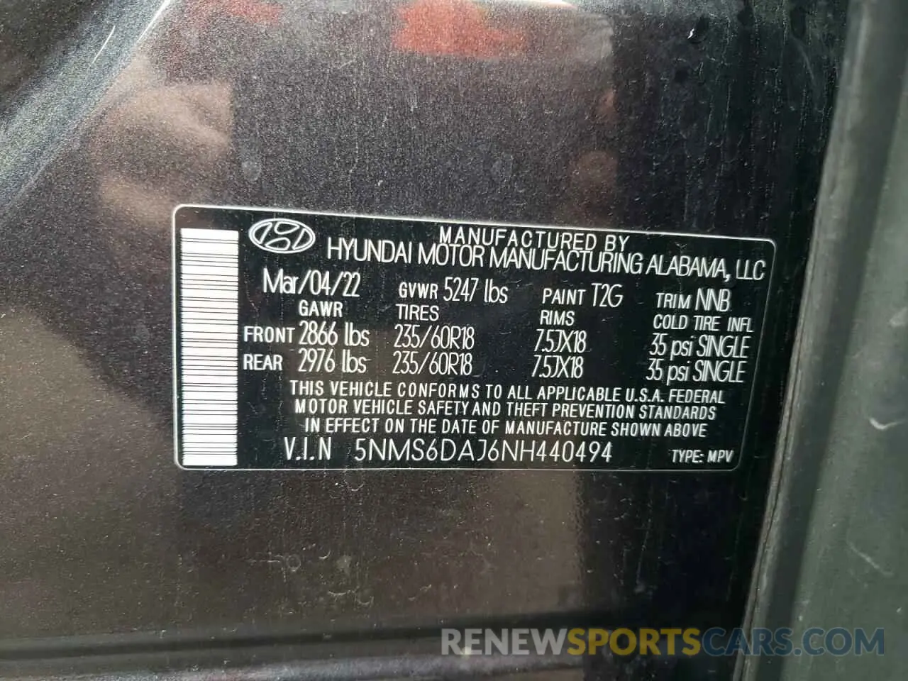 15 fotografías del automóvil dañado 5NMS6DAJ6NH440494 HYUNDAI SANTA FE 2022
